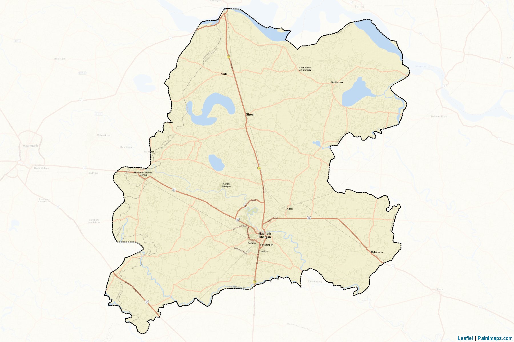 Muestras de recorte de mapas Mau (Uttar Pradesh)-2