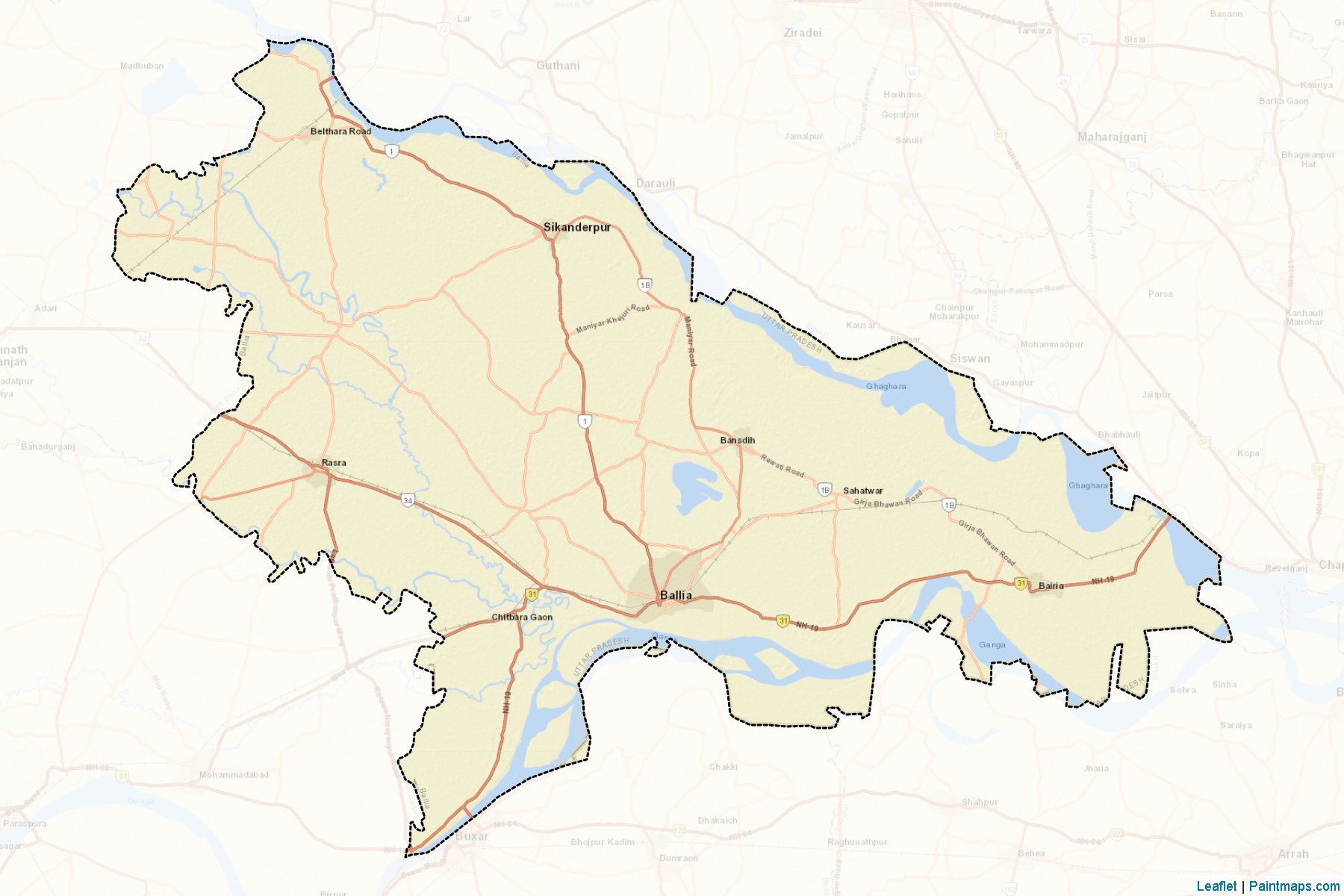 Muestras de recorte de mapas Ballia (Uttar Pradesh)-2