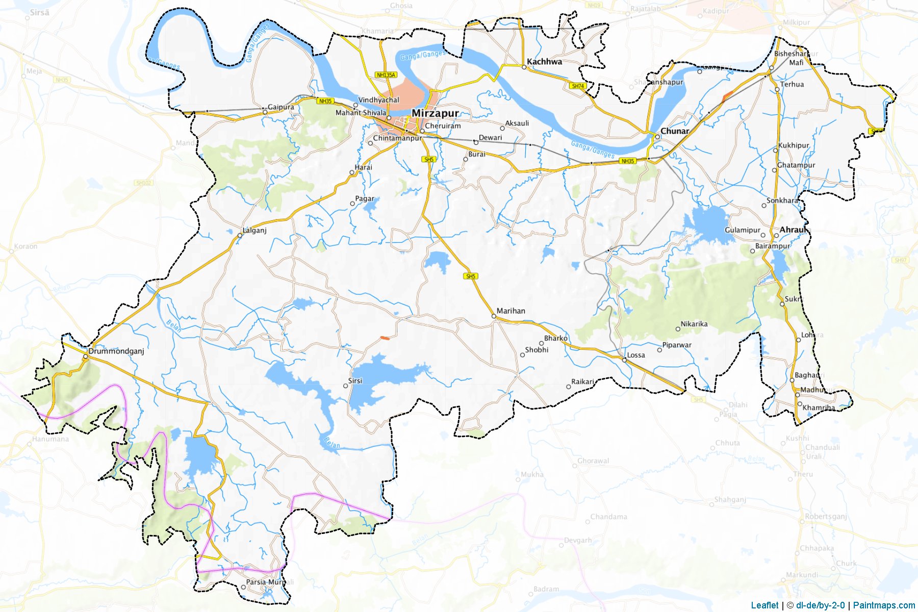 Muestras de recorte de mapas Mirzapur (Uttar Pradesh)-1