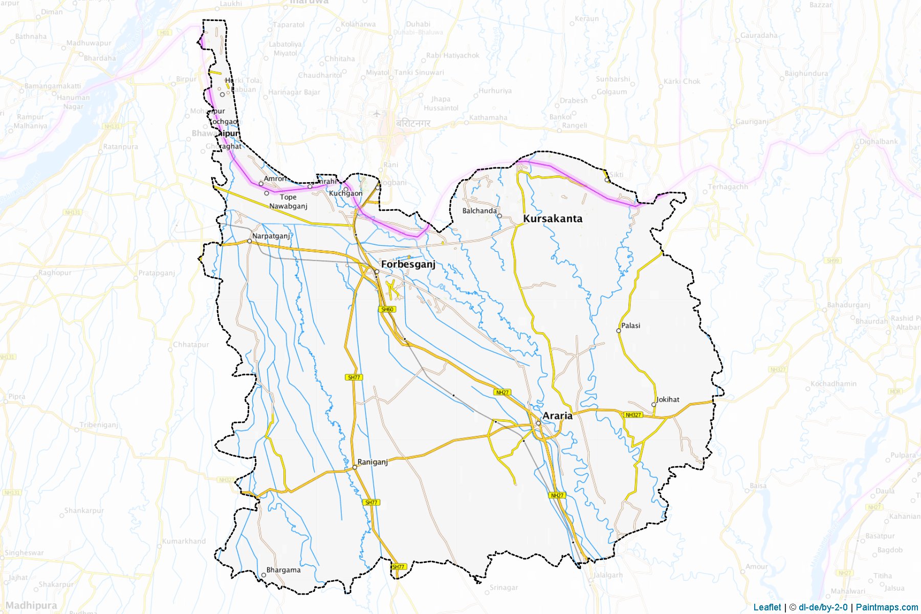 Muestras de recorte de mapas Araria (Bihar)-1