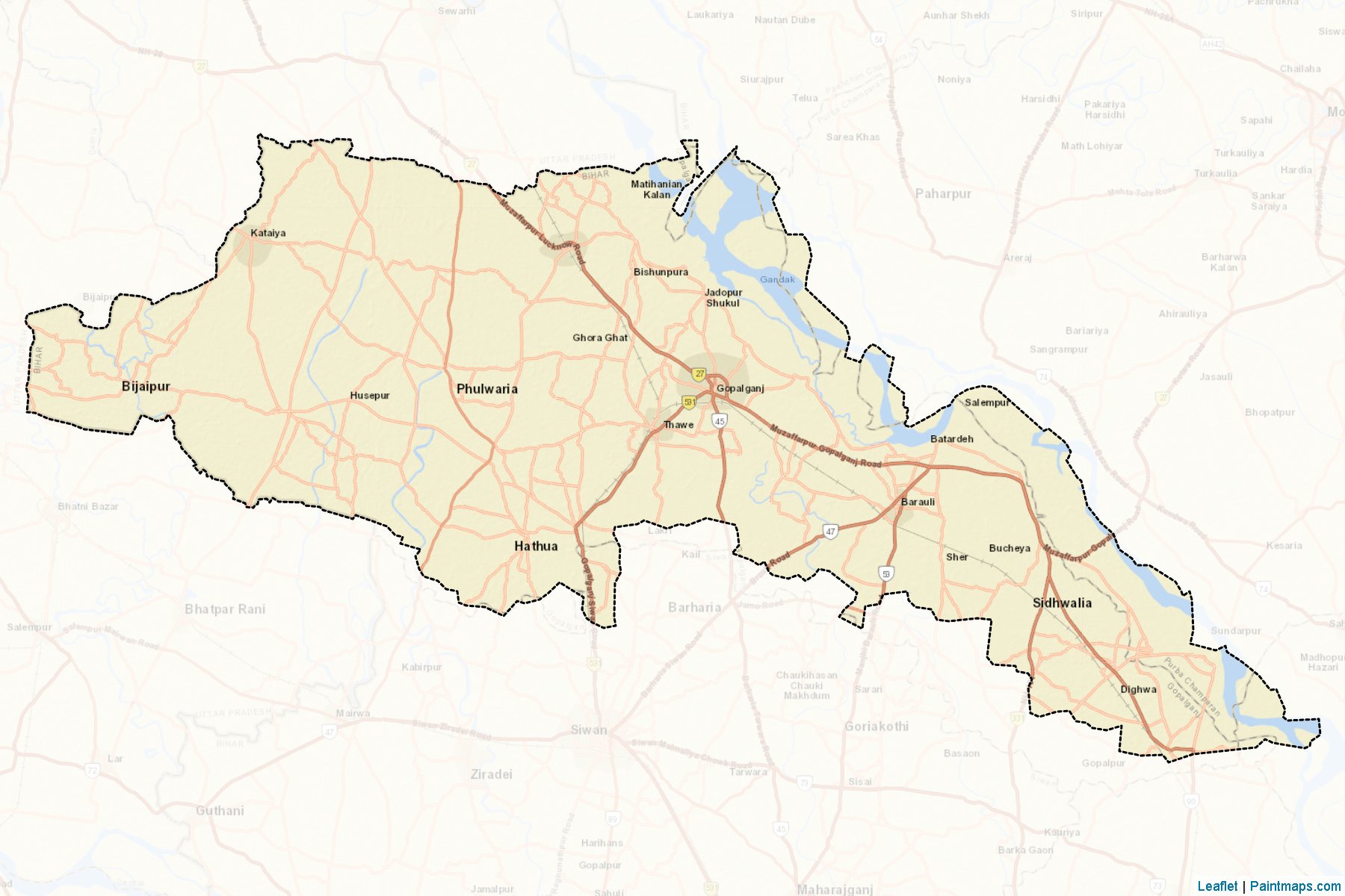 Muestras de recorte de mapas Gopalganj (Bihar)-2