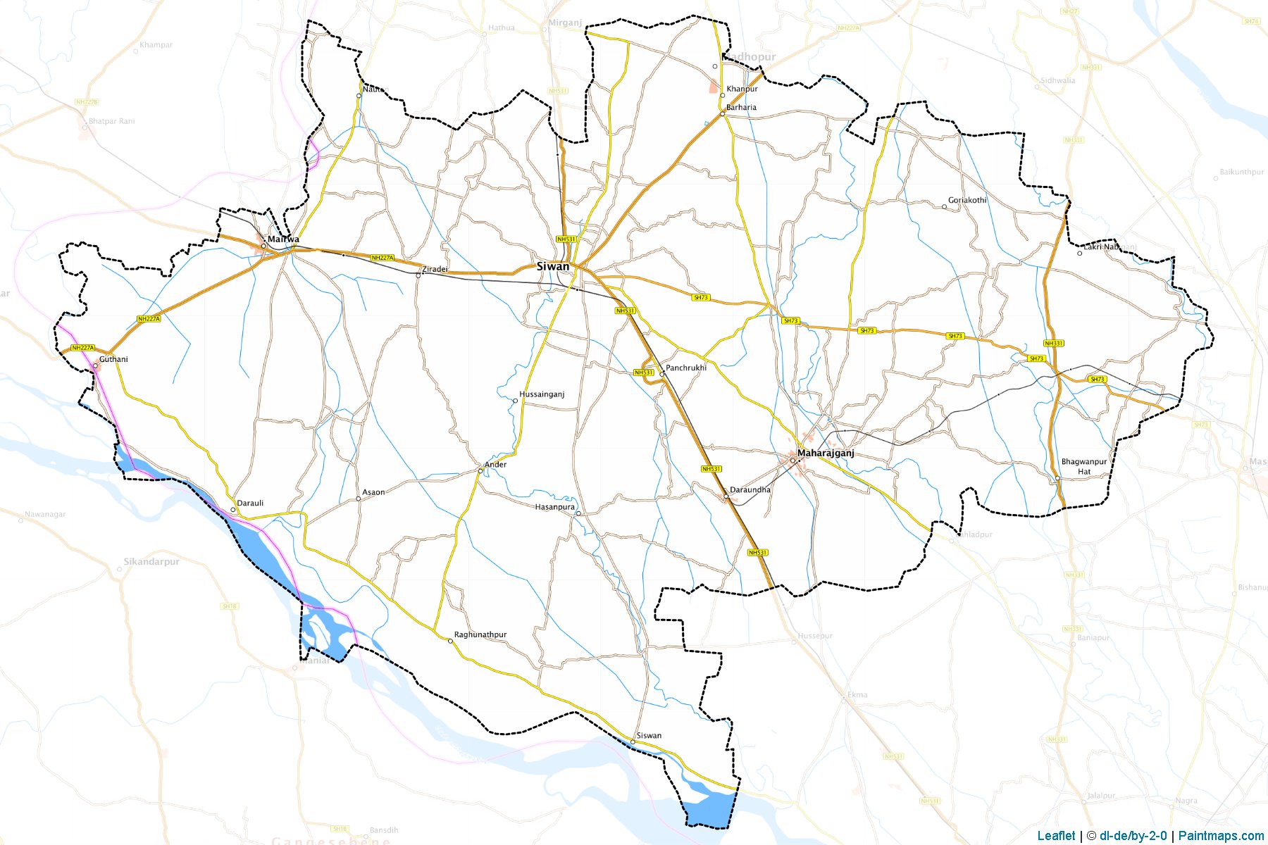 Muestras de recorte de mapas Siwan (Bihar)-1