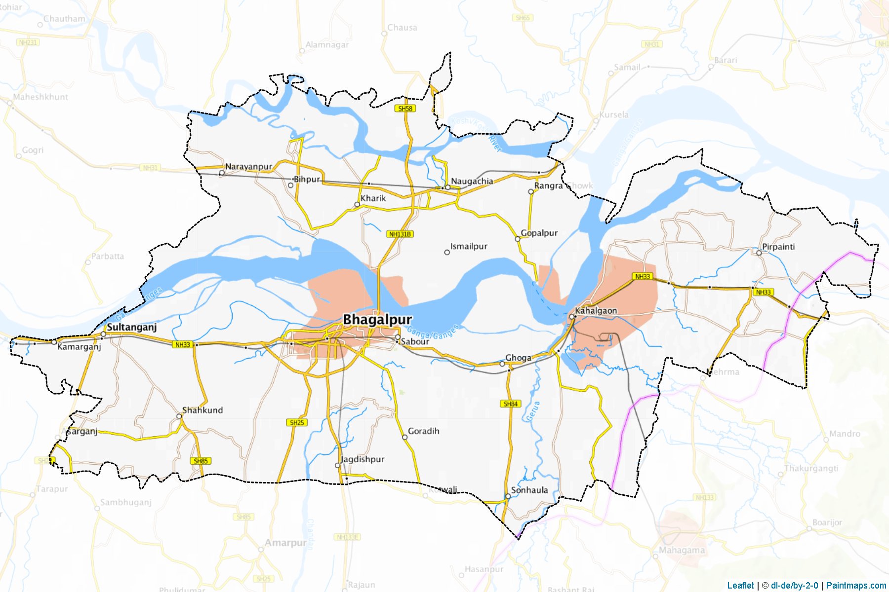 Muestras de recorte de mapas Bhagalpur (Bihar)-1