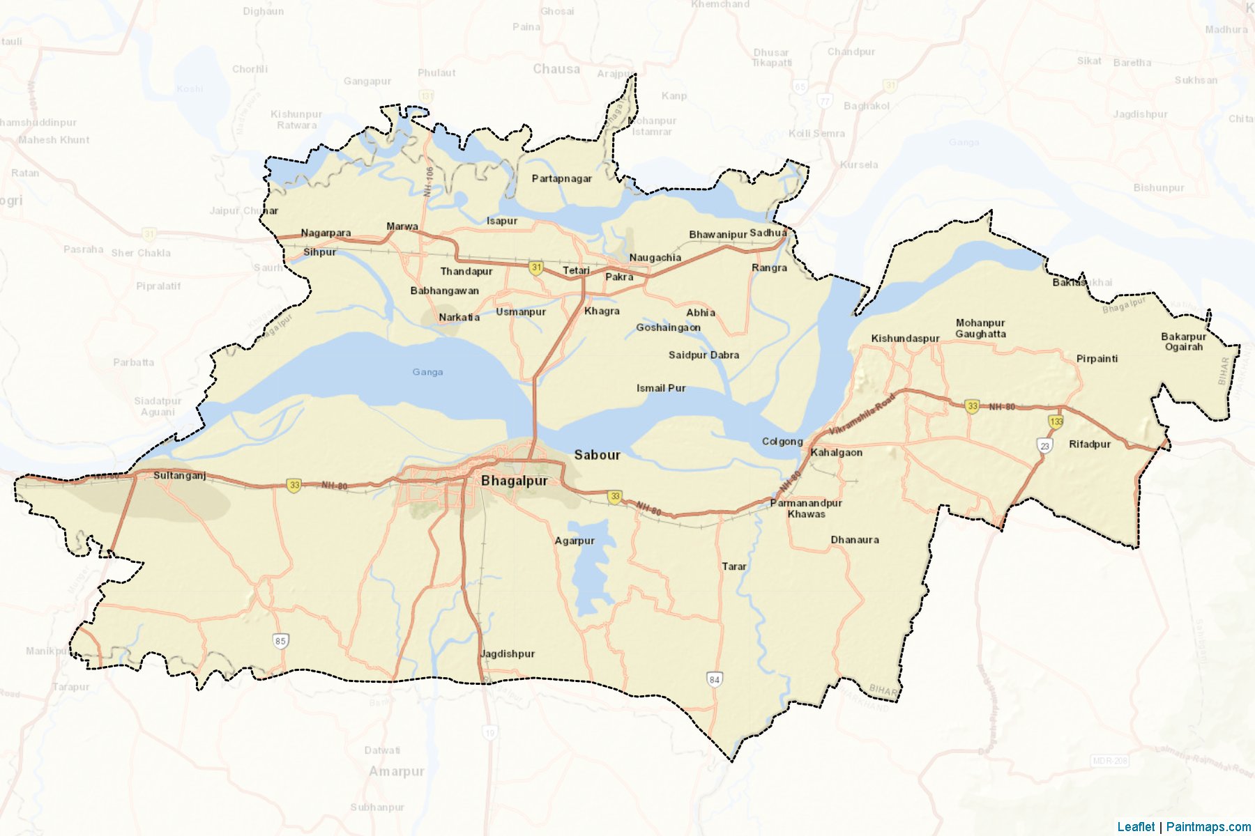 Muestras de recorte de mapas Bhagalpur (Bihar)-2