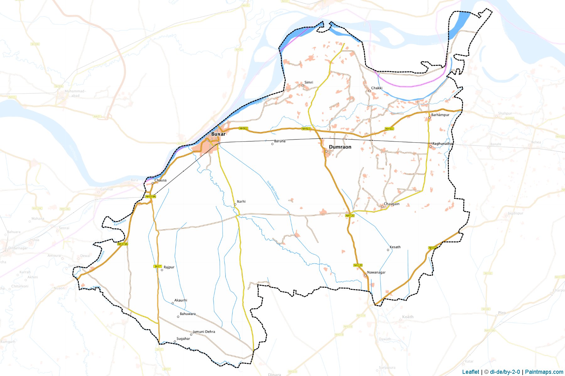 Muestras de recorte de mapas Buxar (Bihar)-1