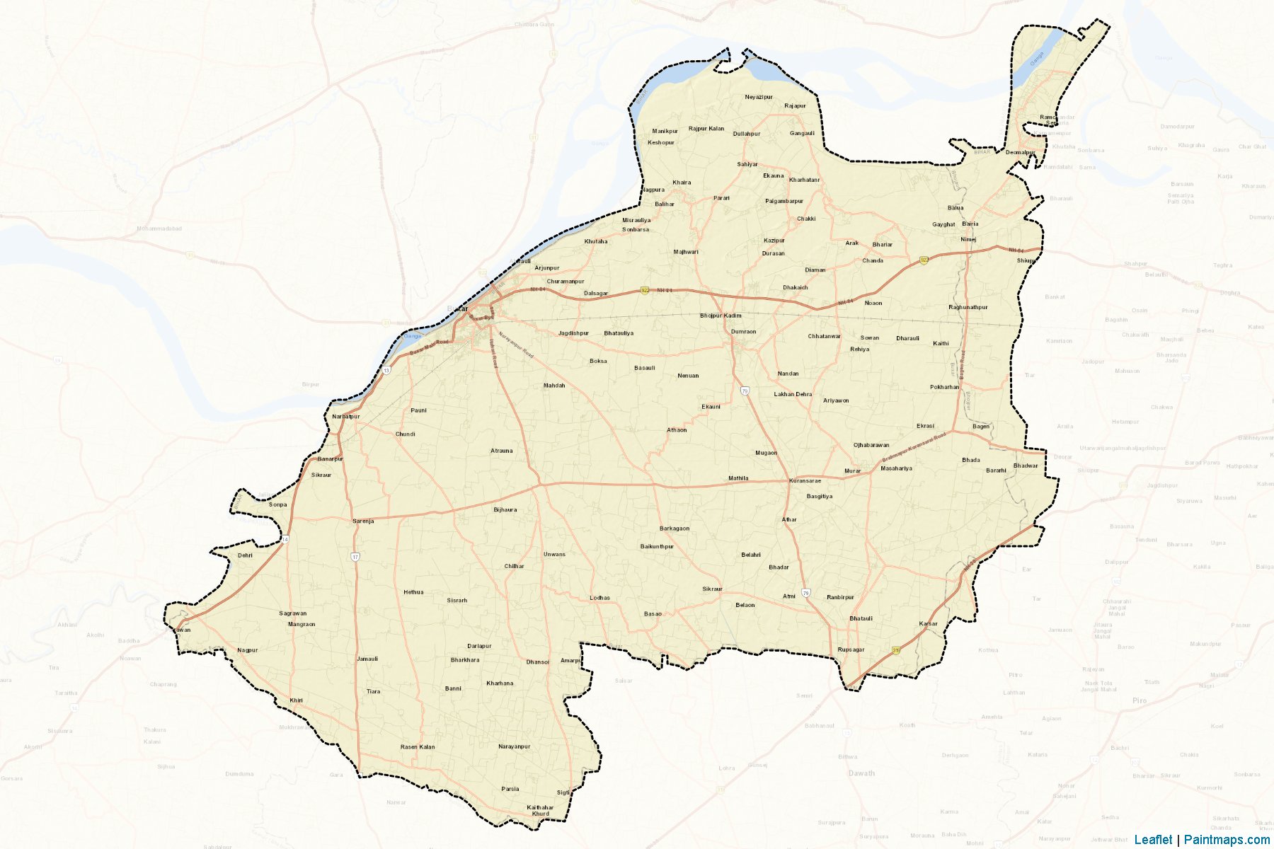 Muestras de recorte de mapas Buxar (Bihar)-2