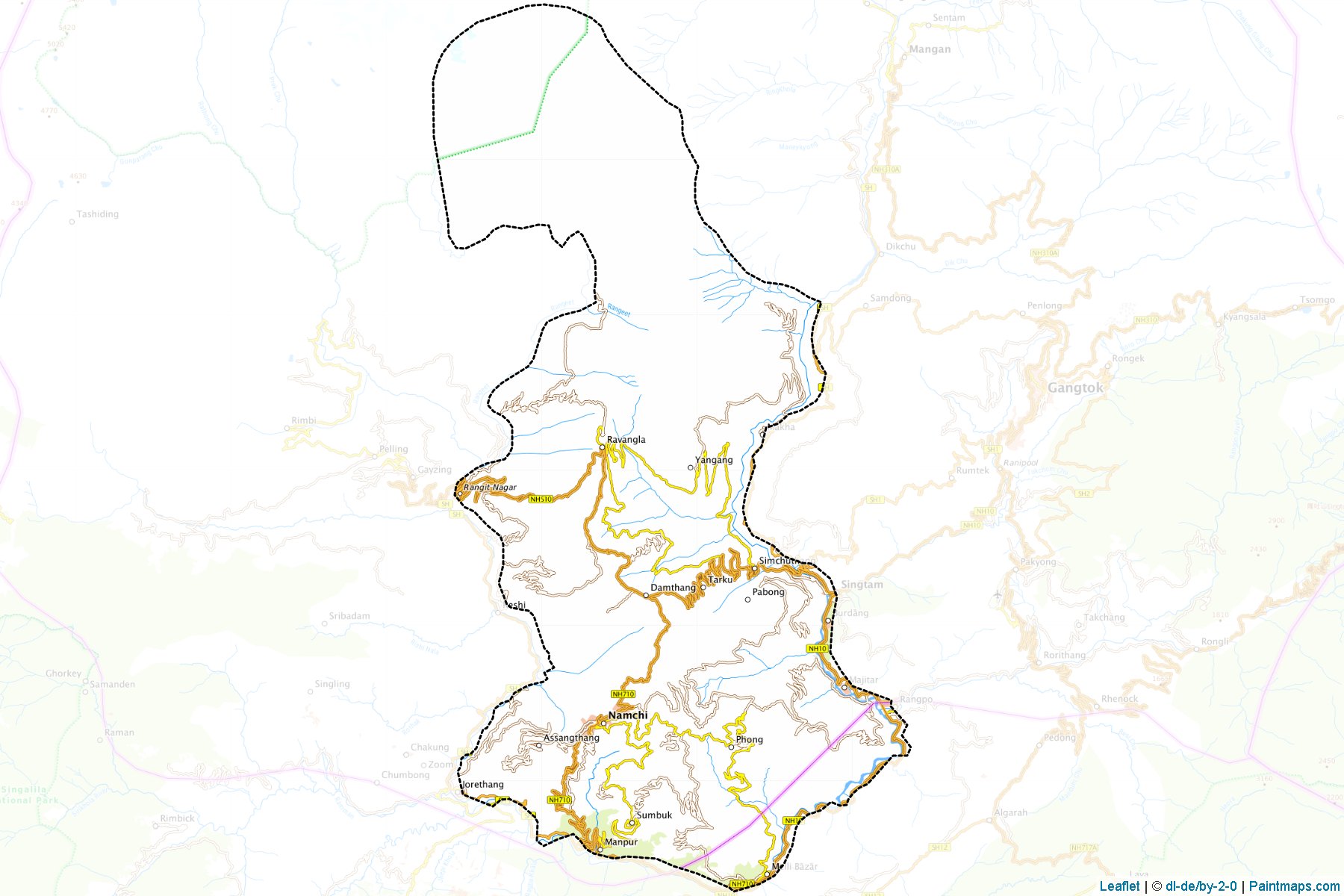 Muestras de recorte de mapas South (Sikkim)-1