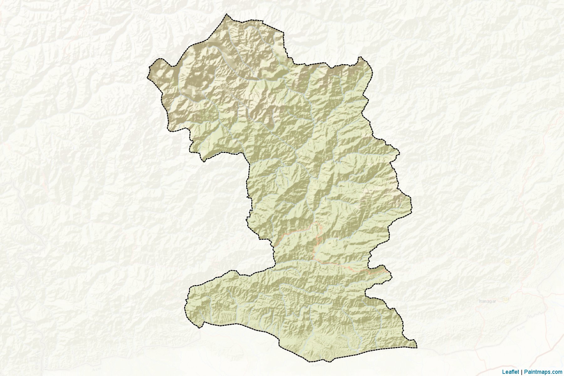 Muestras de recorte de mapas East Kameng (Arunachal Pradesh)-2