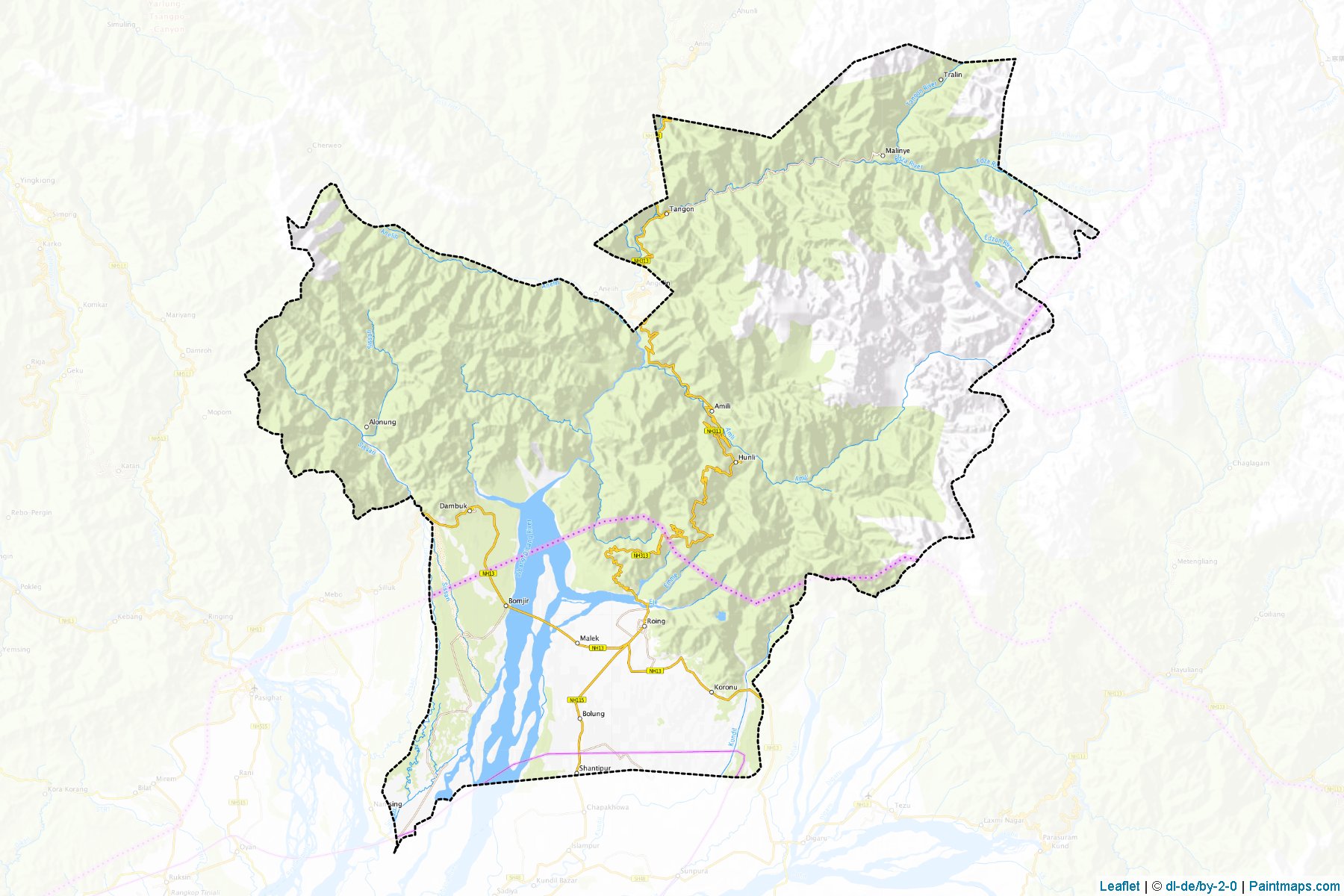 Lower Dibang Valley (Arunachal Pradesh) Map Cropping Samples-1