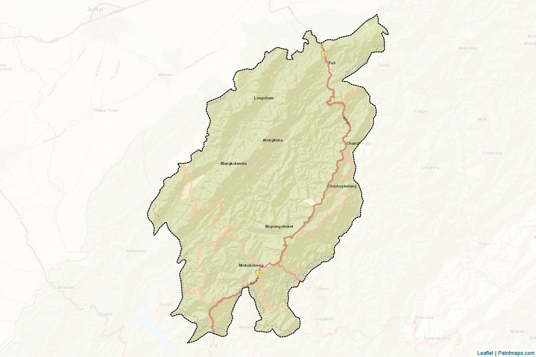 Mokokchung (Nagaland) Map Cropping Samples-2