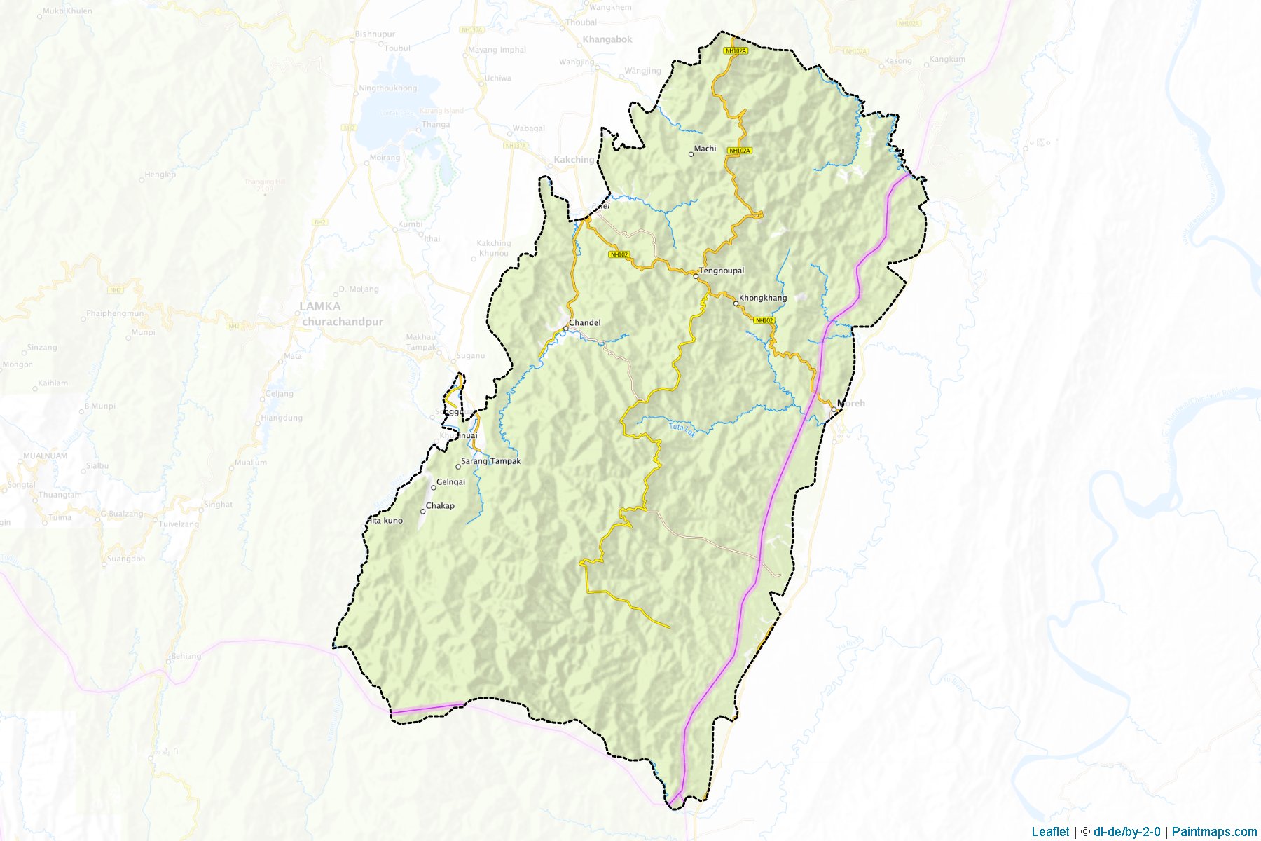 Muestras de recorte de mapas Chandel (Manipur)-1