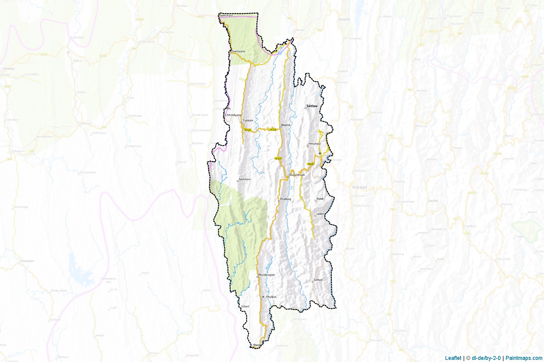 Muestras de recorte de mapas Mamit (Mizoram)-1