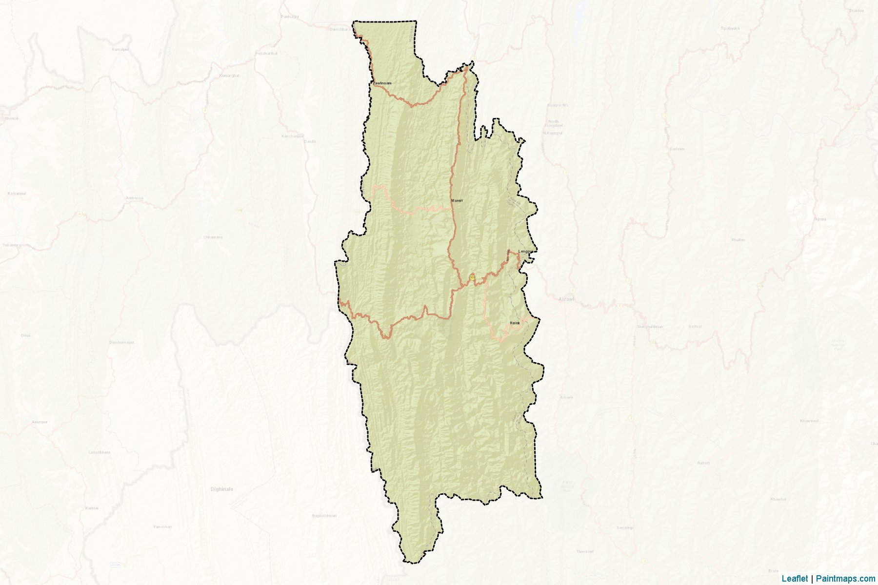 Muestras de recorte de mapas Mamit (Mizoram)-2