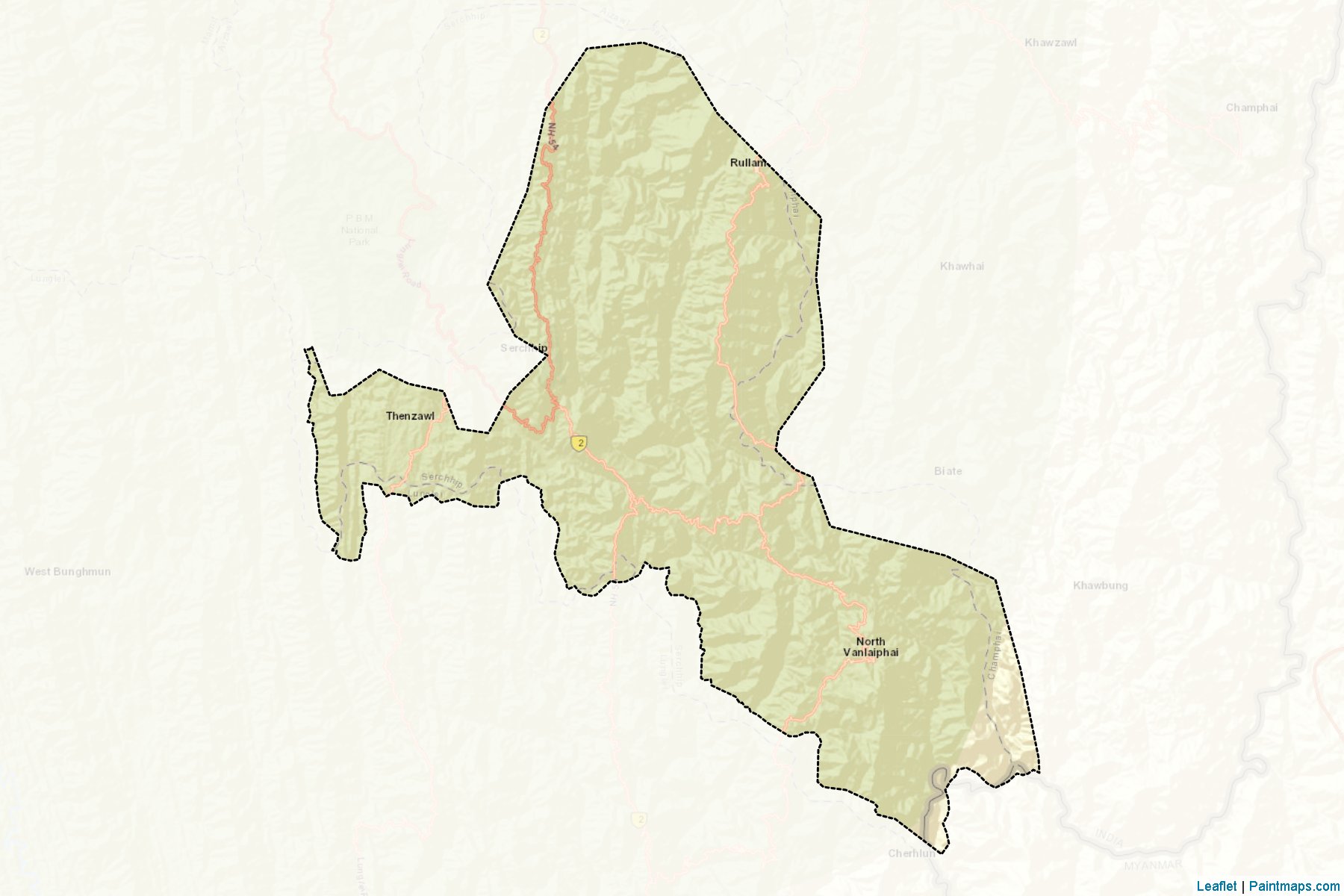 Muestras de recorte de mapas Serchhip (Mizoram)-2