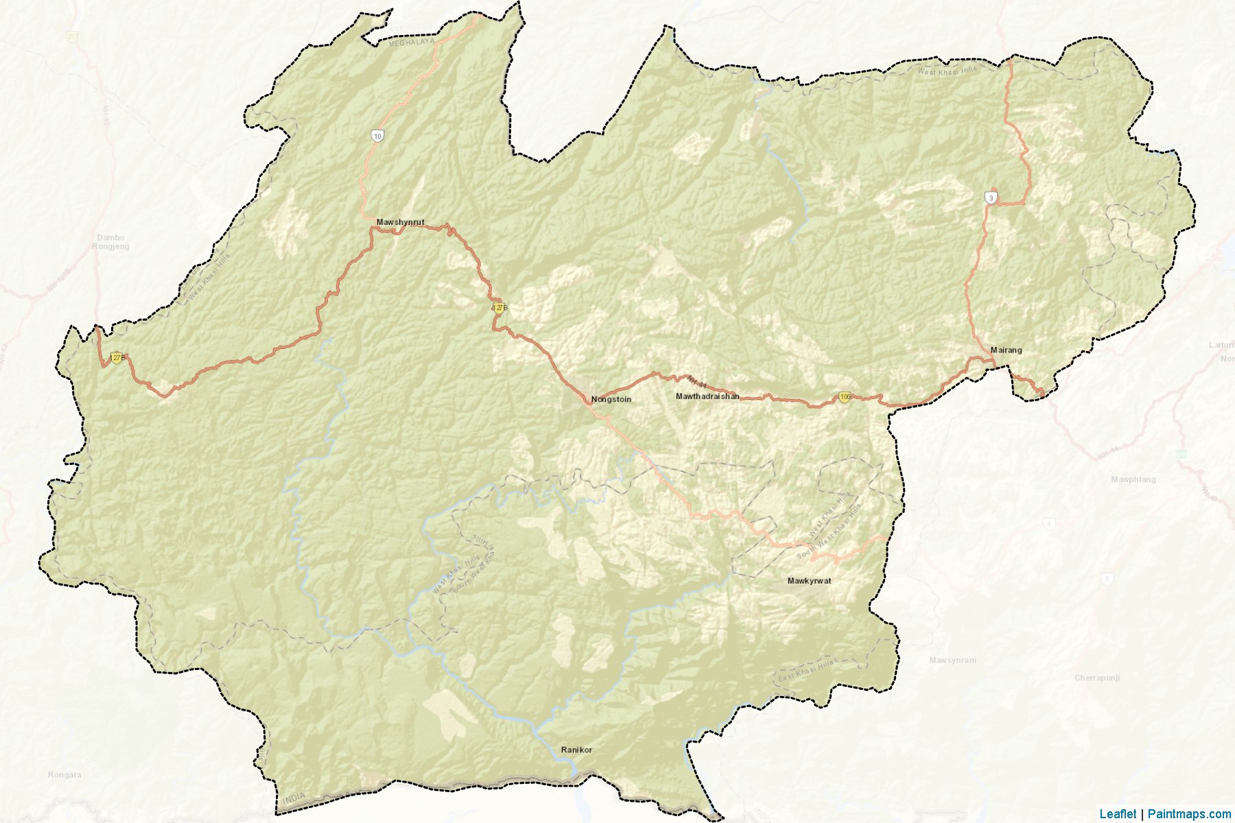 Muestras de recorte de mapas West Khasi Hills (Meghalaya)-2