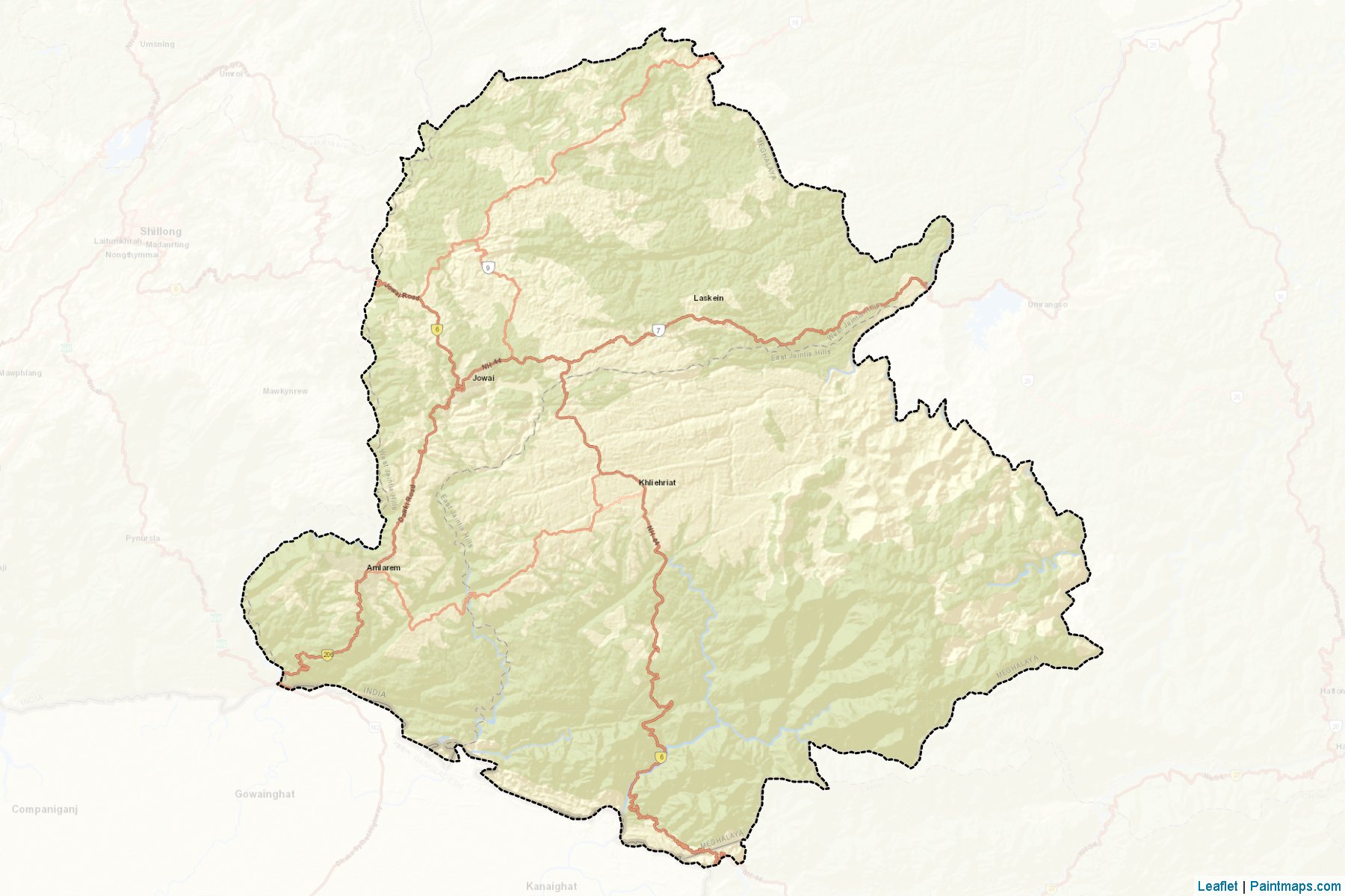 Jaintia Hills (Meghalaya) Map Cropping Samples-2