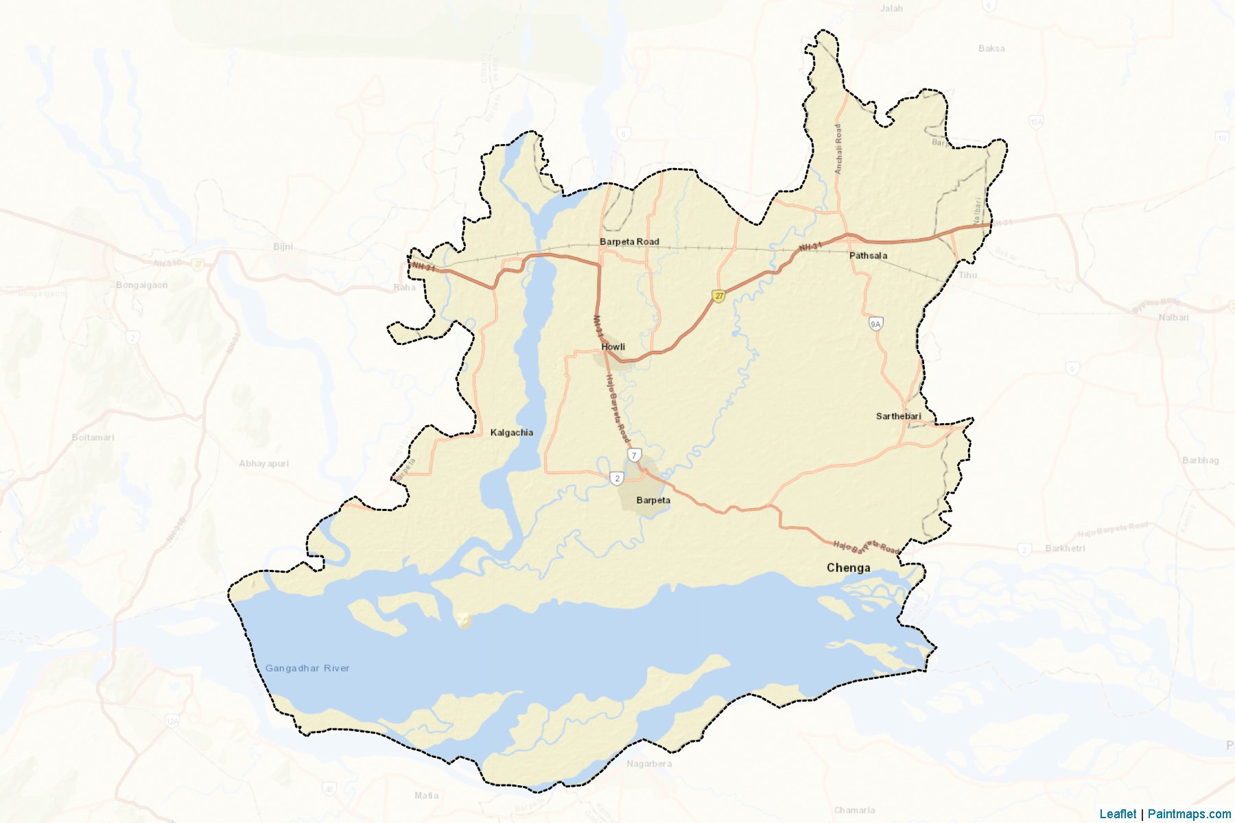 Muestras de recorte de mapas Barpeta (Assam)-2