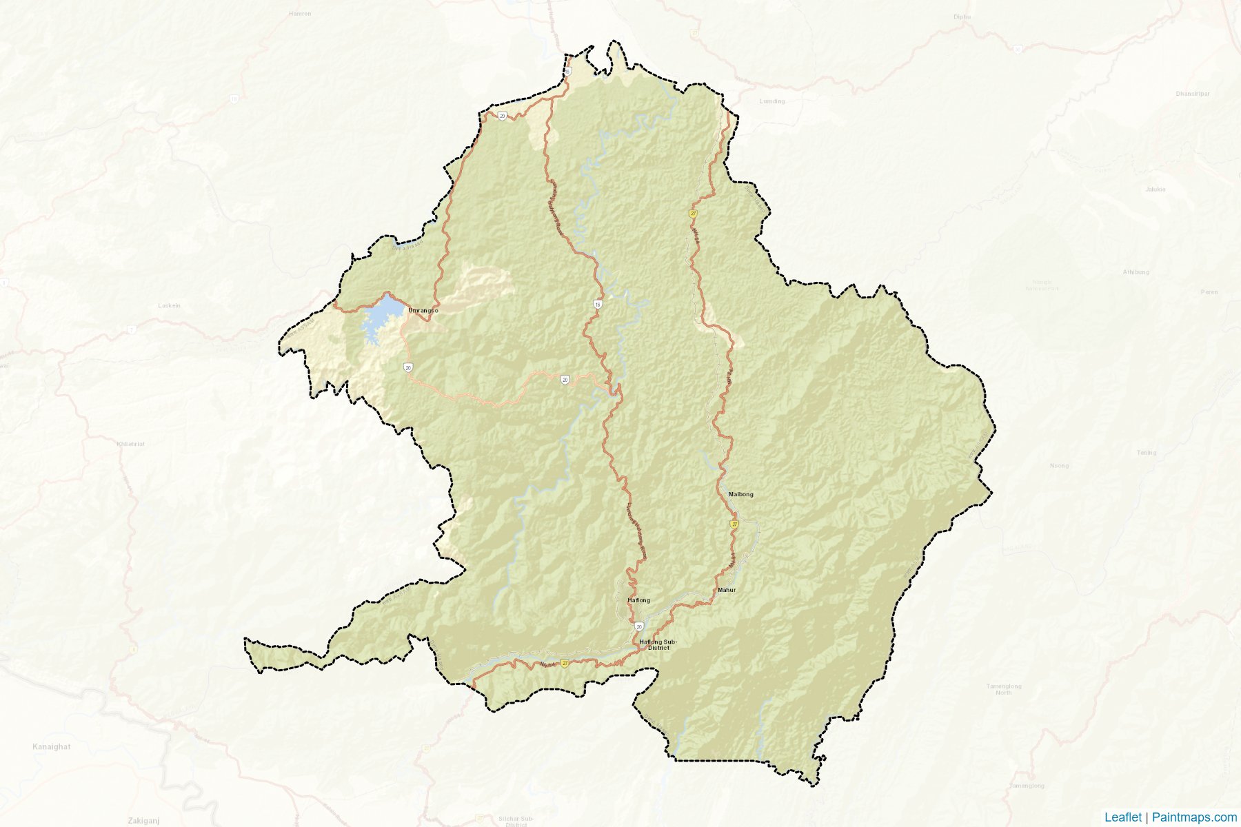 Muestras de recorte de mapas Dima Hasao (Assam)-2