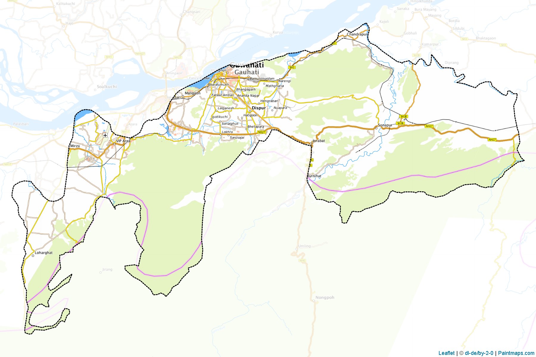 Muestras de recorte de mapas Kamrup Metropolitan (Assam)-1