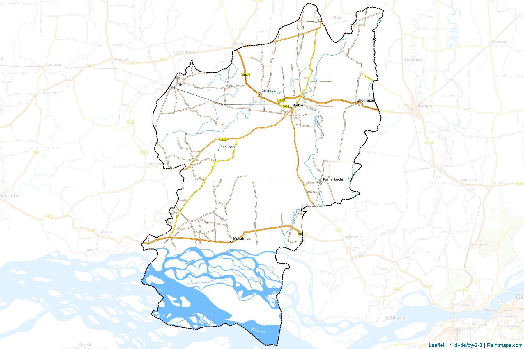 Muestras de recorte de mapas Nalbari (Assam)-1