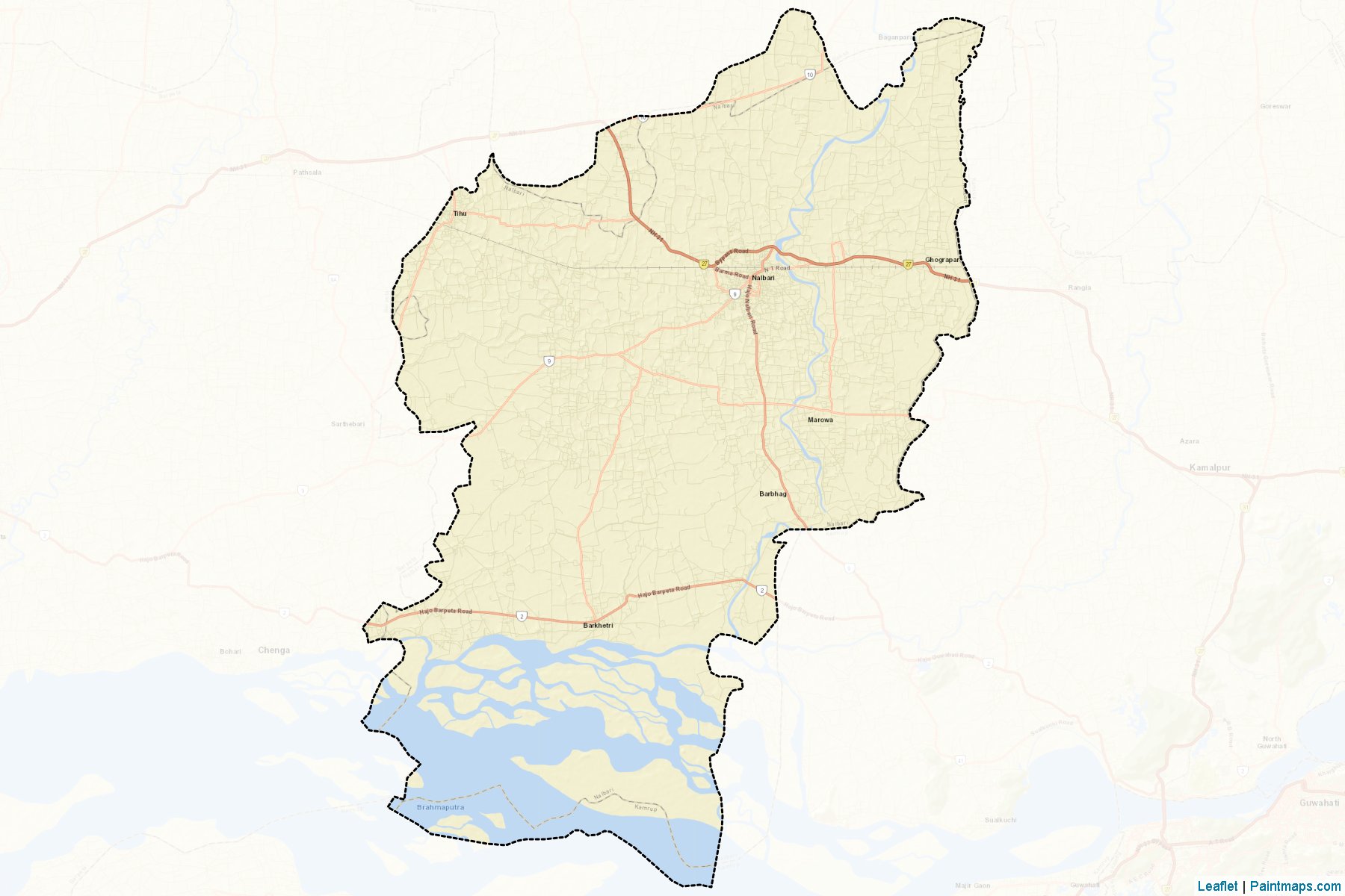 Muestras de recorte de mapas Nalbari (Assam)-2