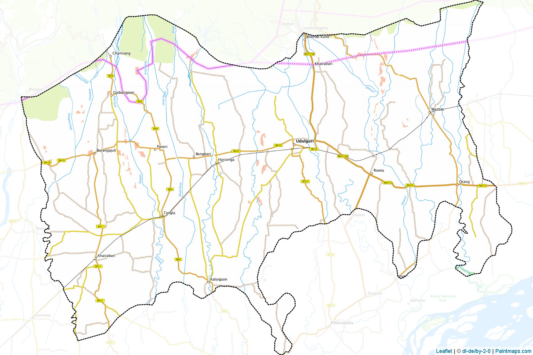 Muestras de recorte de mapas Udalguri (Assam)-1