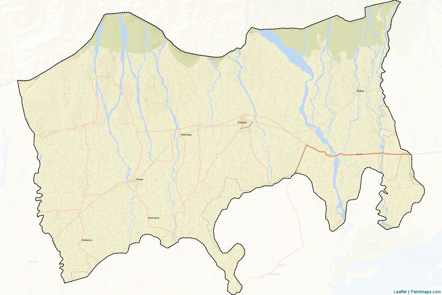 Muestras de recorte de mapas Udalguri (Assam)-2