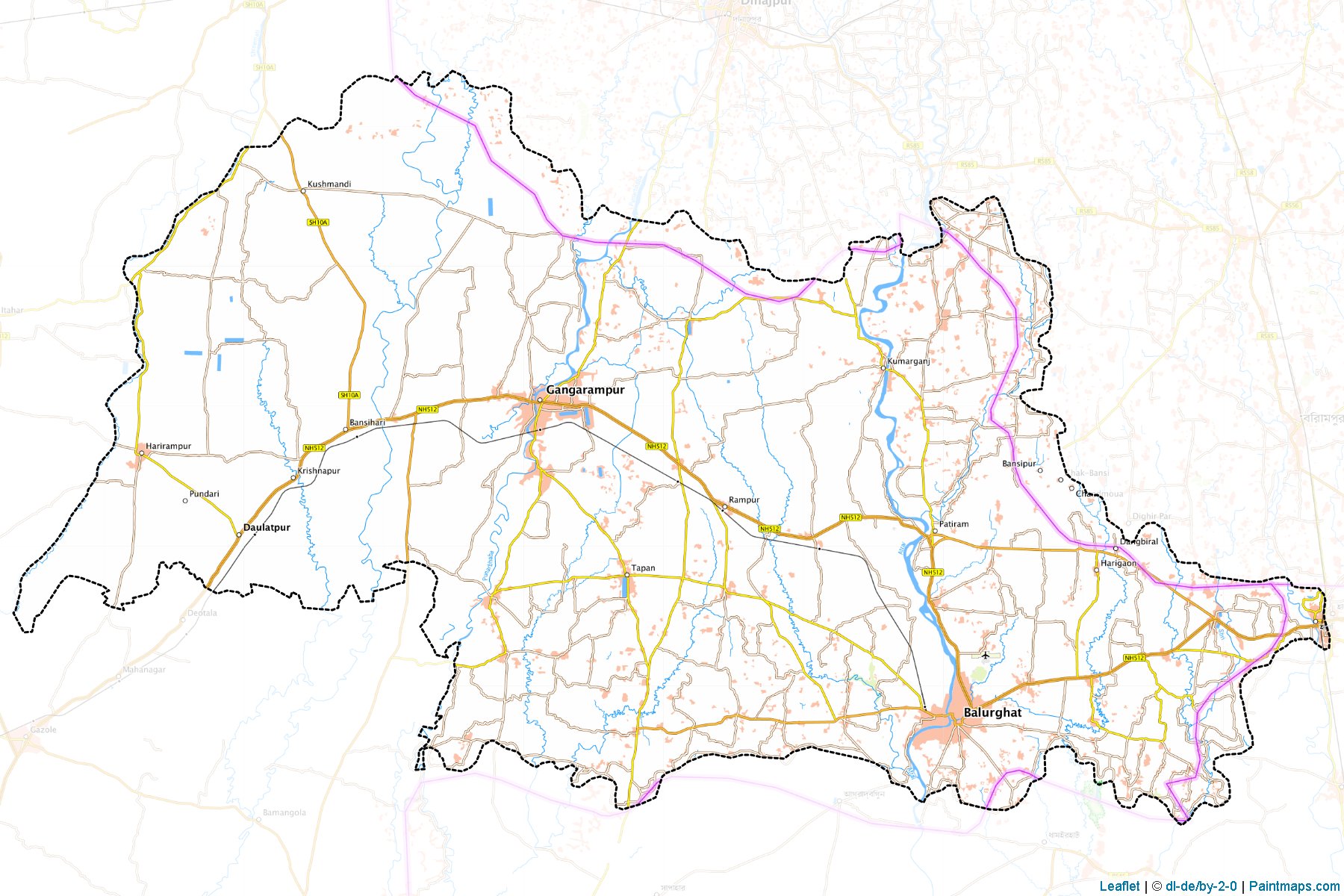 Muestras de recorte de mapas Dakshin Dinajpur (West Bengal)-1