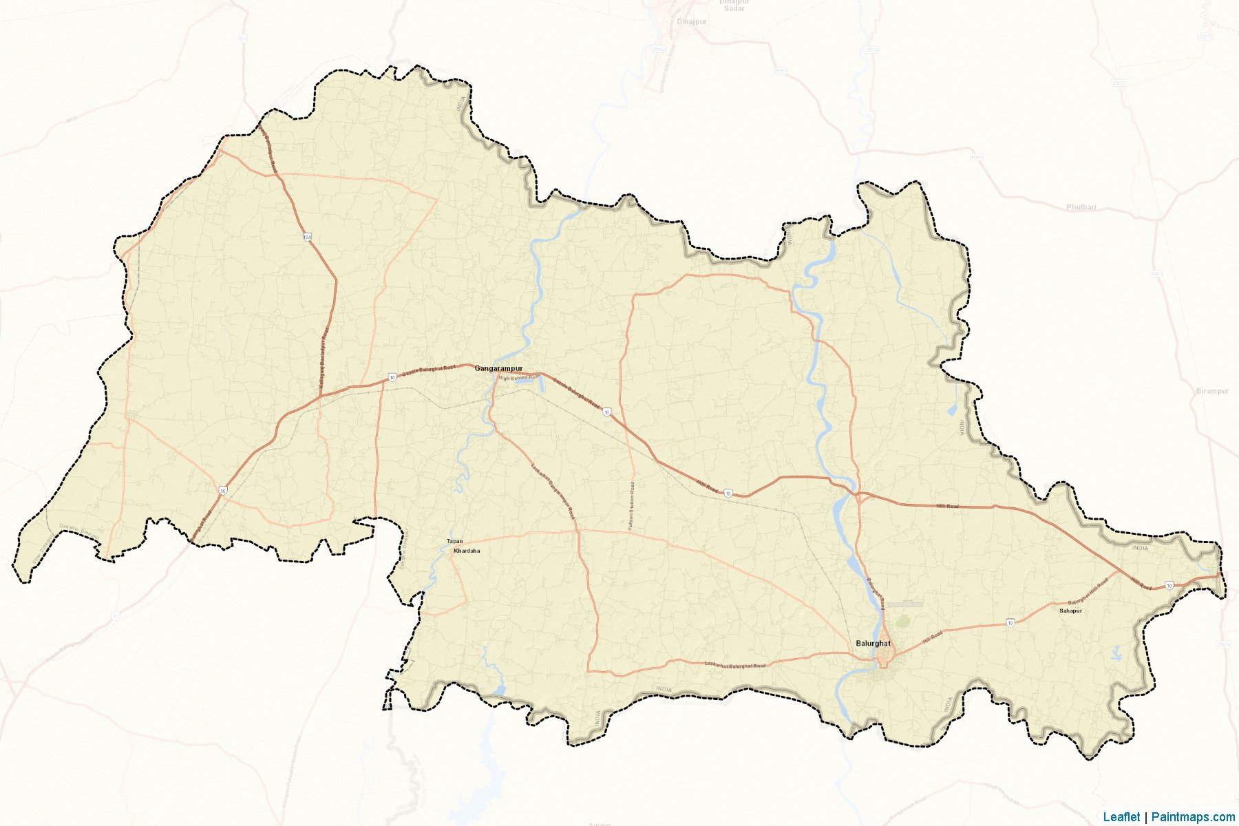 Muestras de recorte de mapas Dakshin Dinajpur (West Bengal)-2