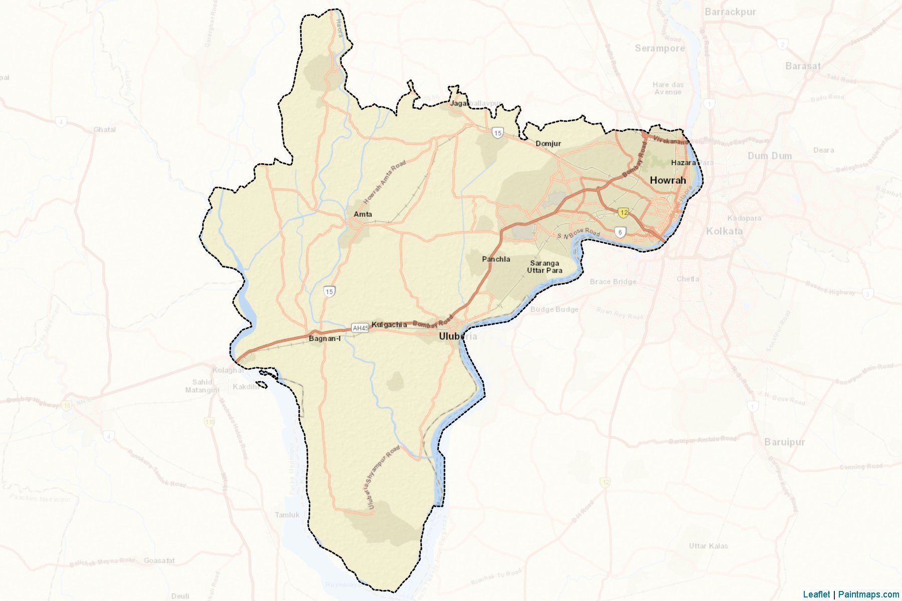 Muestras de recorte de mapas Haora (West Bengal)-2