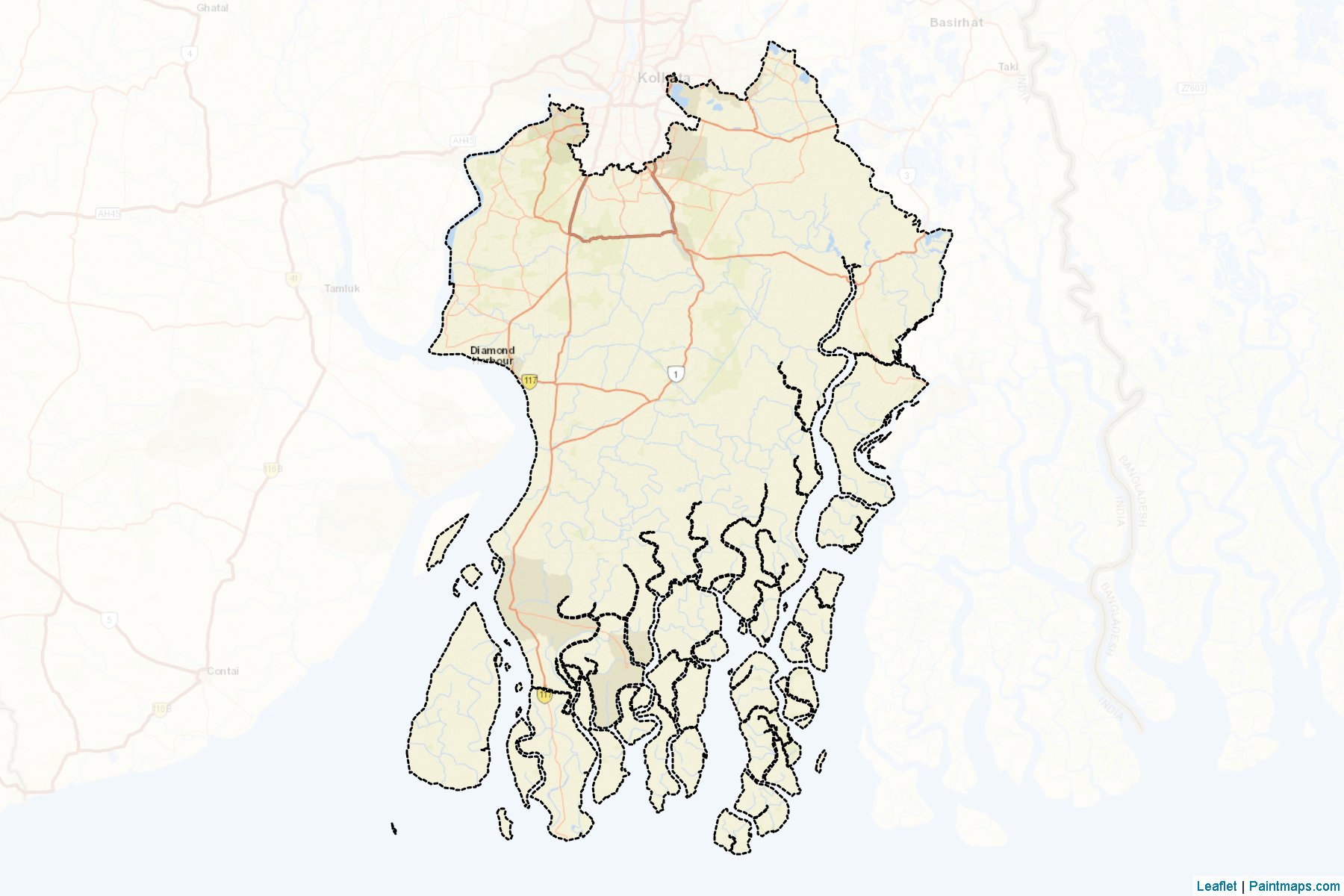 Muestras de recorte de mapas South 24 Parganas (West Bengal)-2