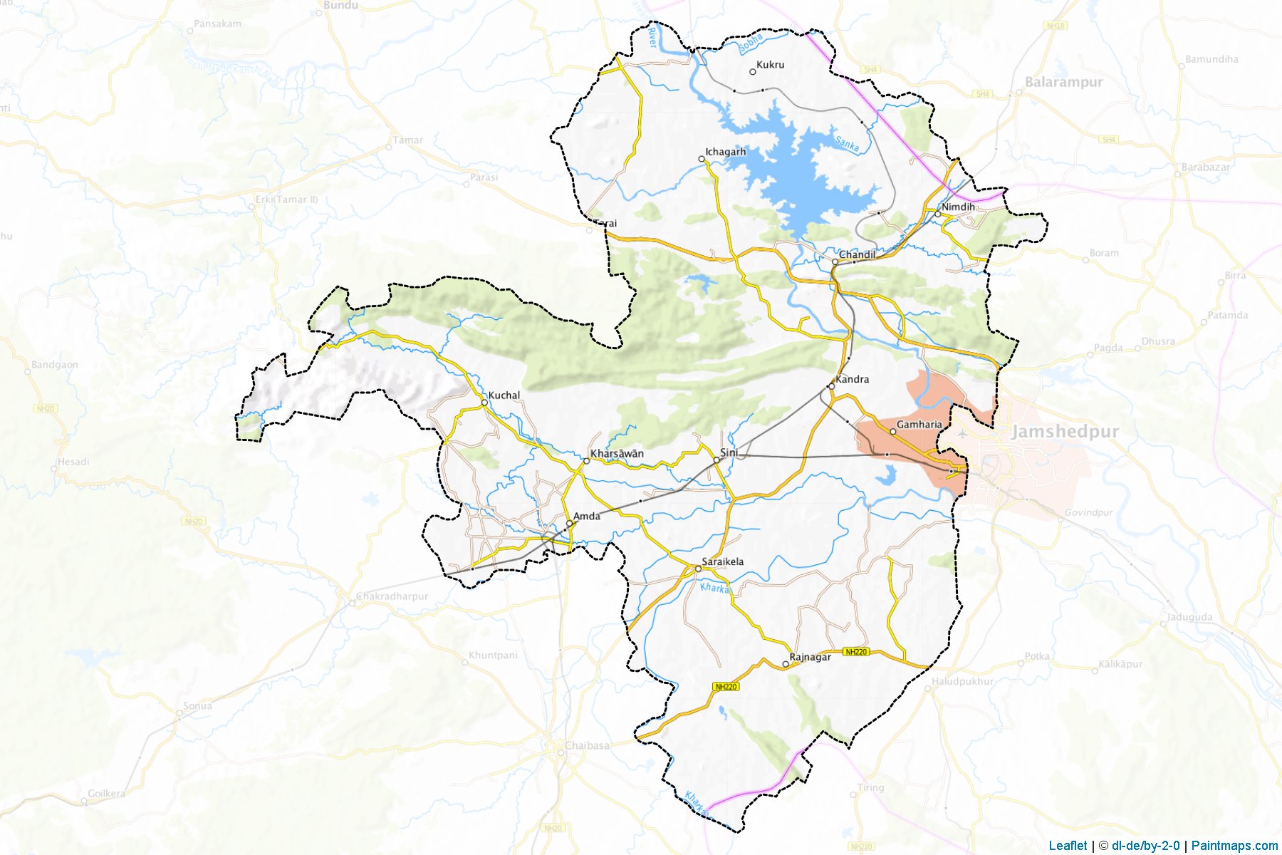 Muestras de recorte de mapas Saraikela-kharsawan (Jharkhand)-1