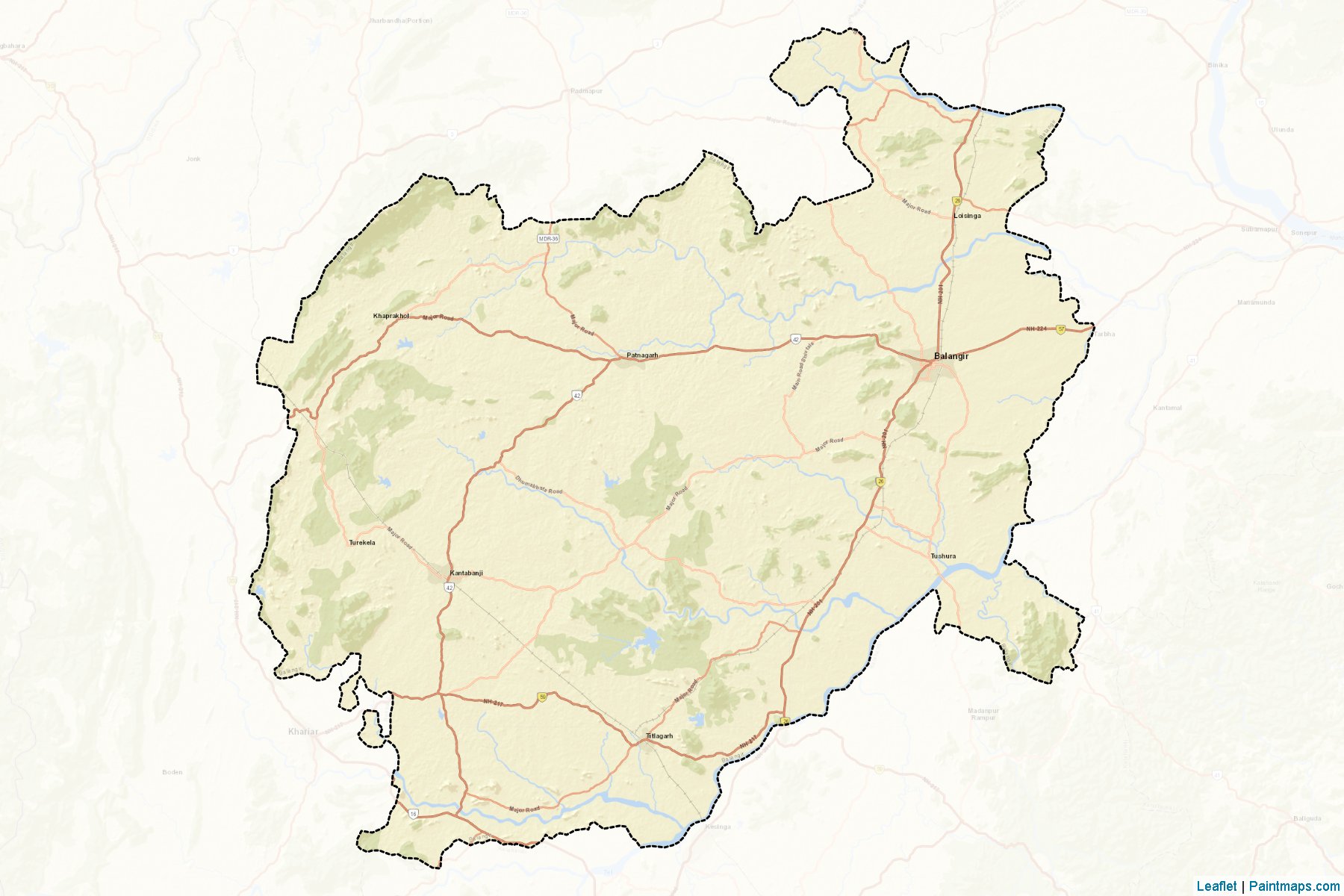 Muestras de recorte de mapas Balangir (Odisha)-2