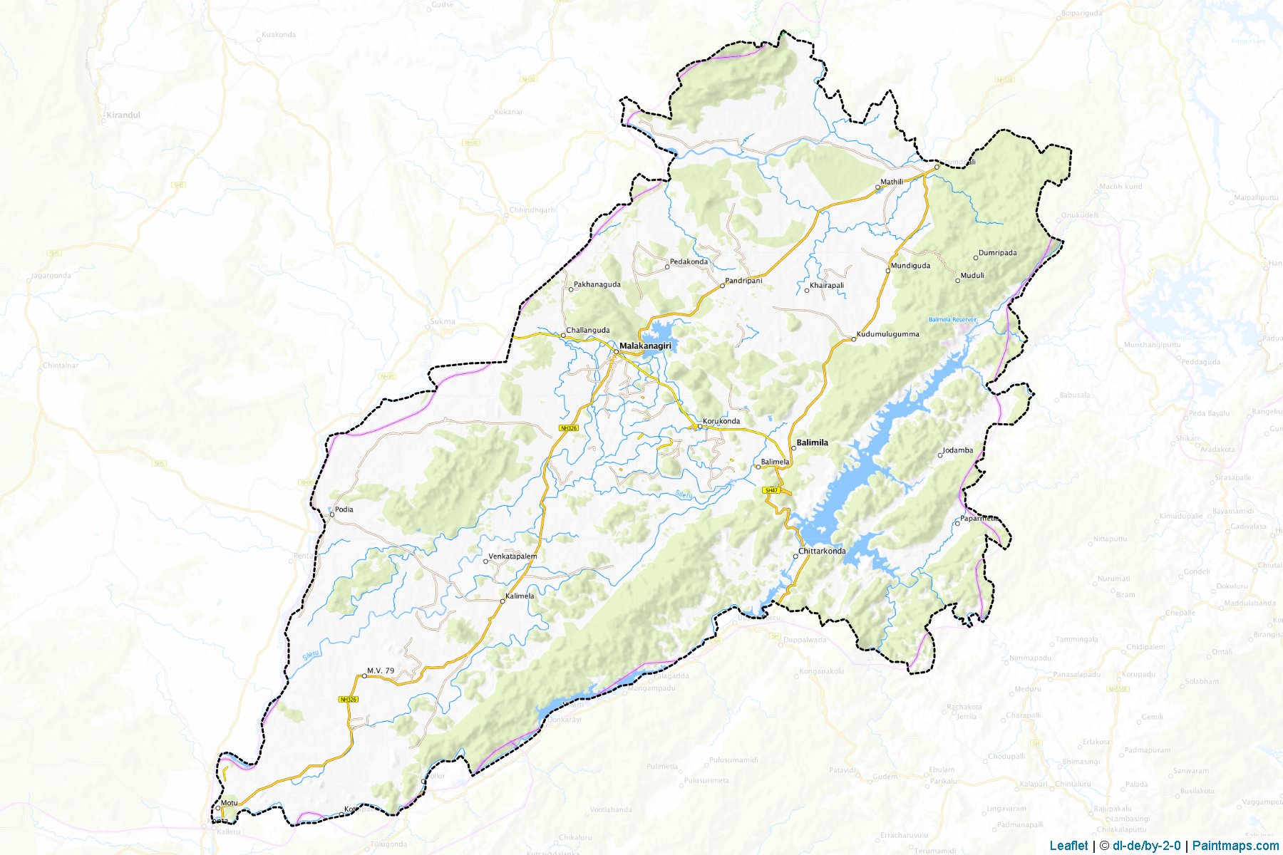 Muestras de recorte de mapas Malkangiri (Odisha)-1