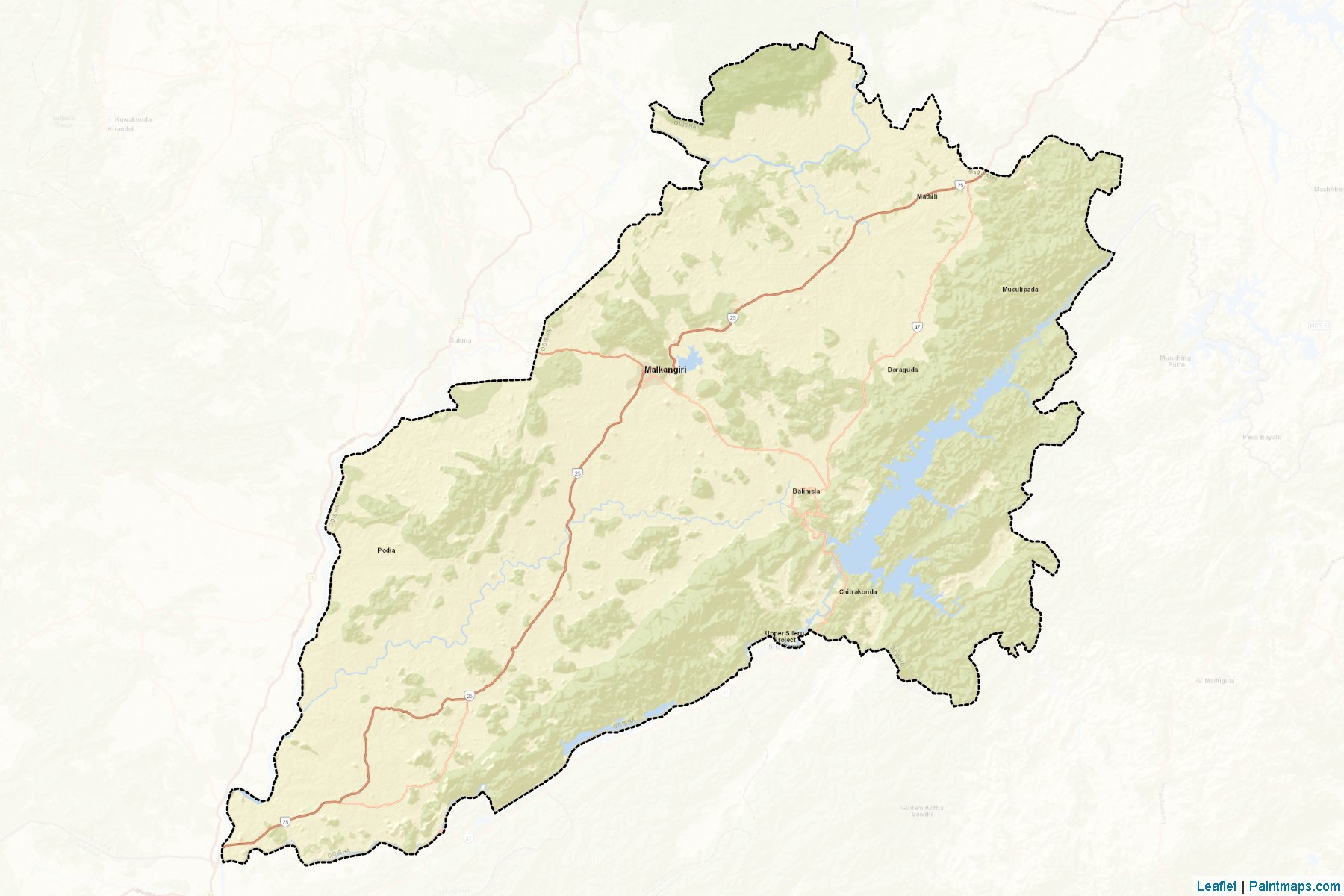 Muestras de recorte de mapas Malkangiri (Odisha)-2