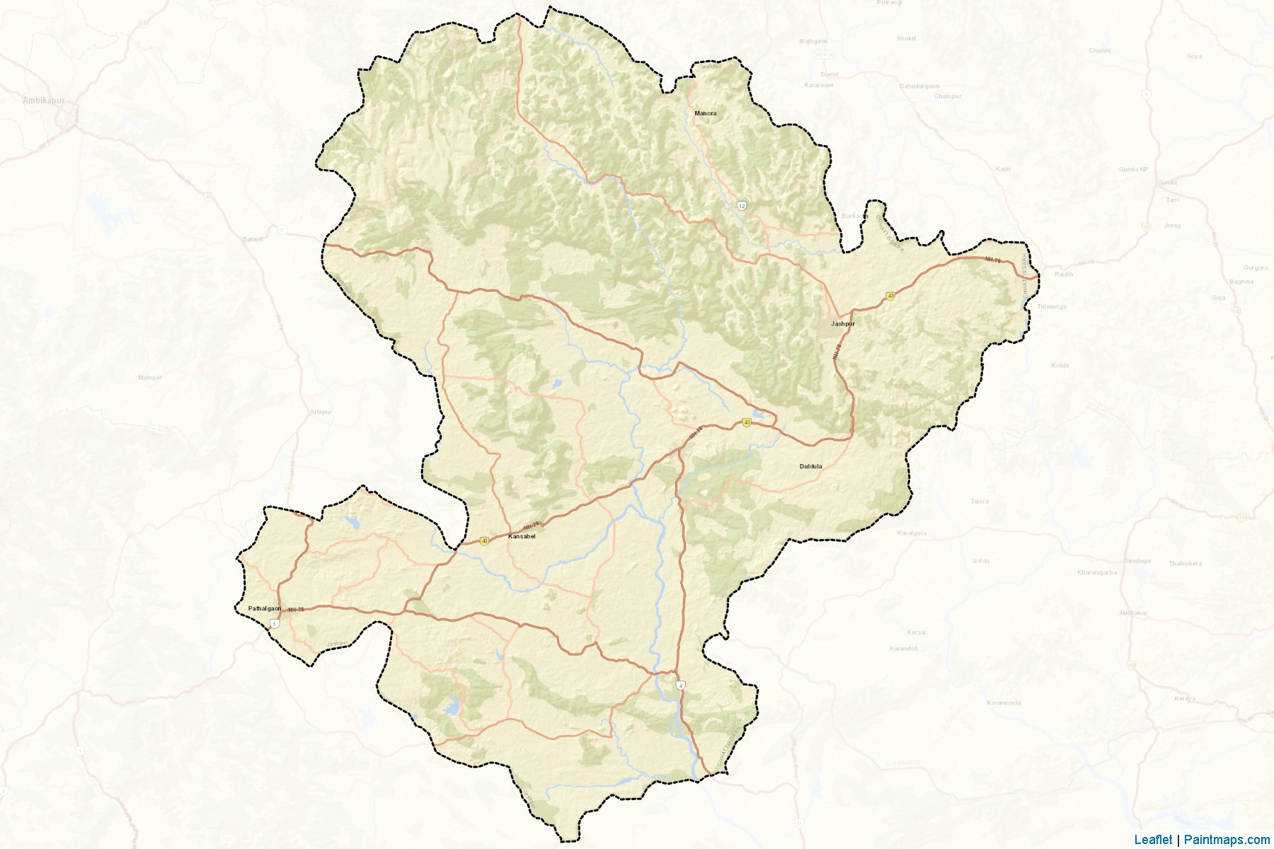 Muestras de recorte de mapas Jashpur (Chhattisgarh)-2