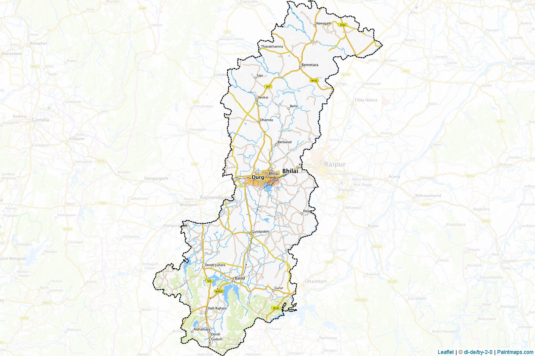 Muestras de recorte de mapas Durg (Chhattisgarh)-1