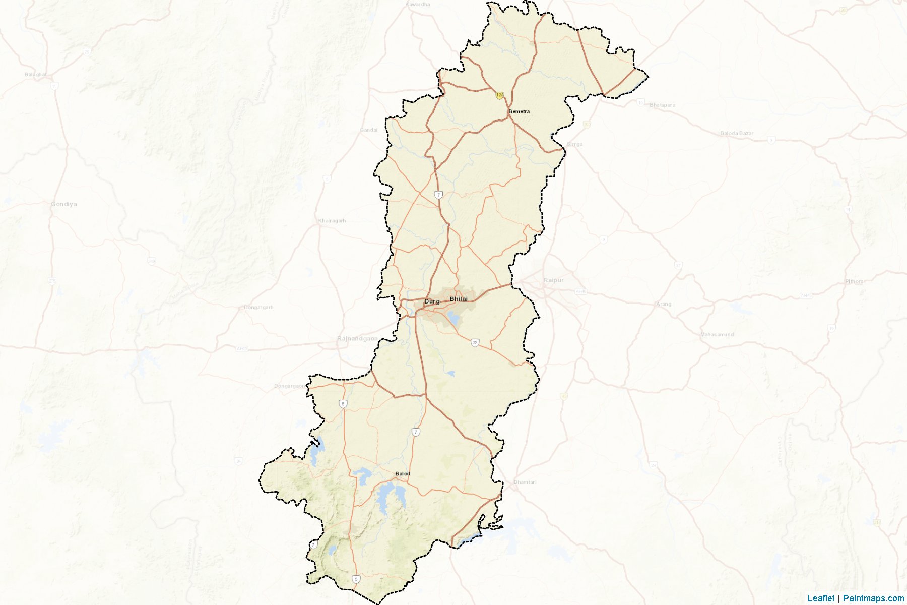 Muestras de recorte de mapas Durg (Chhattisgarh)-2