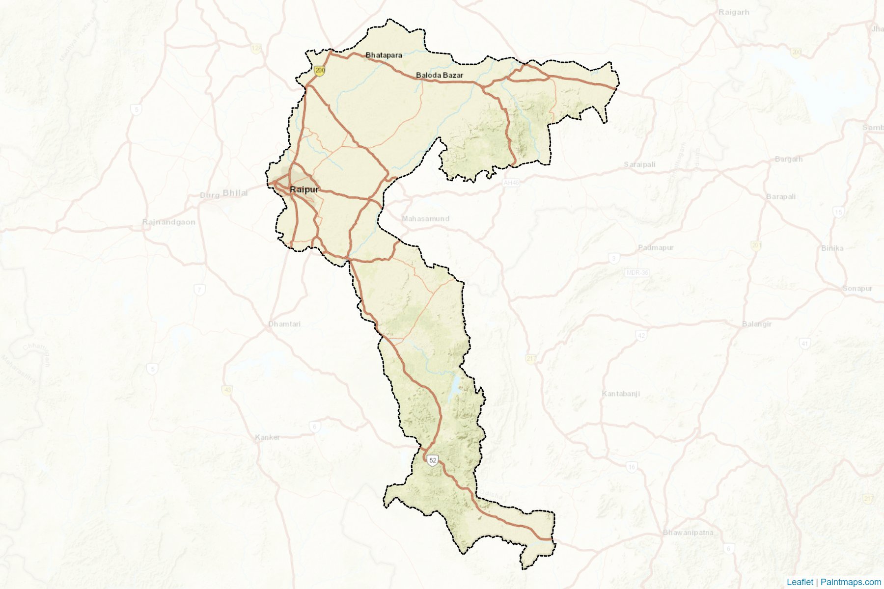 Muestras de recorte de mapas Raipur (Chhattisgarh)-2