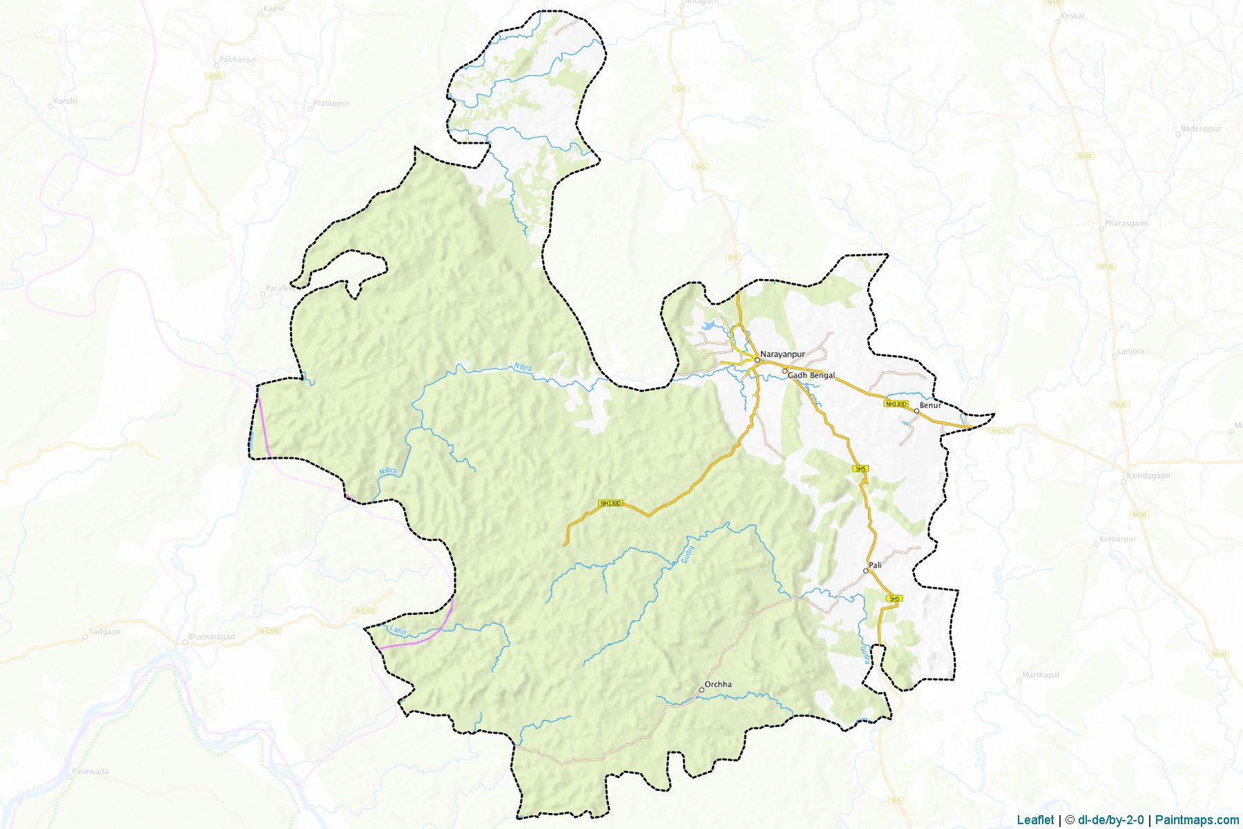 Muestras de recorte de mapas Narayanpur (Chhattisgarh)-1