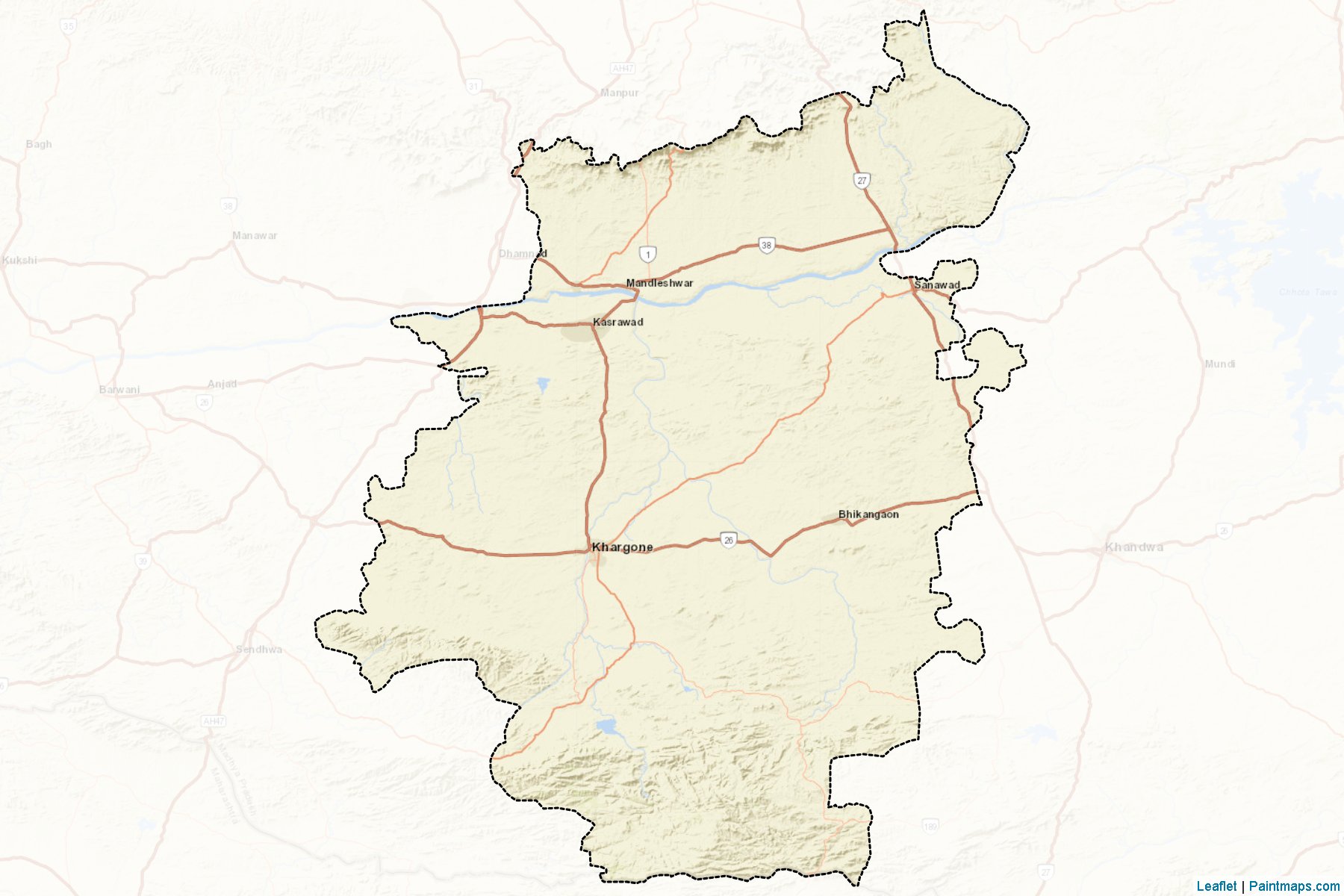 Muestras de recorte de mapas West Nimar (Madhya Pradesh)-2