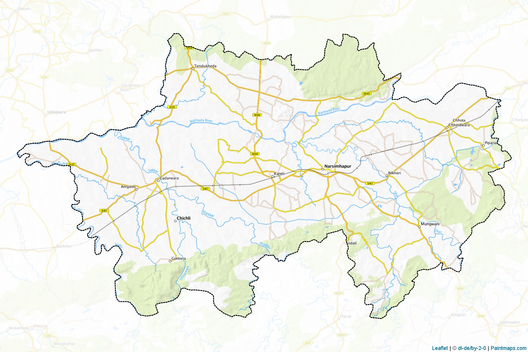 Muestras de recorte de mapas Narsimhapur (Madhya Pradesh)-1