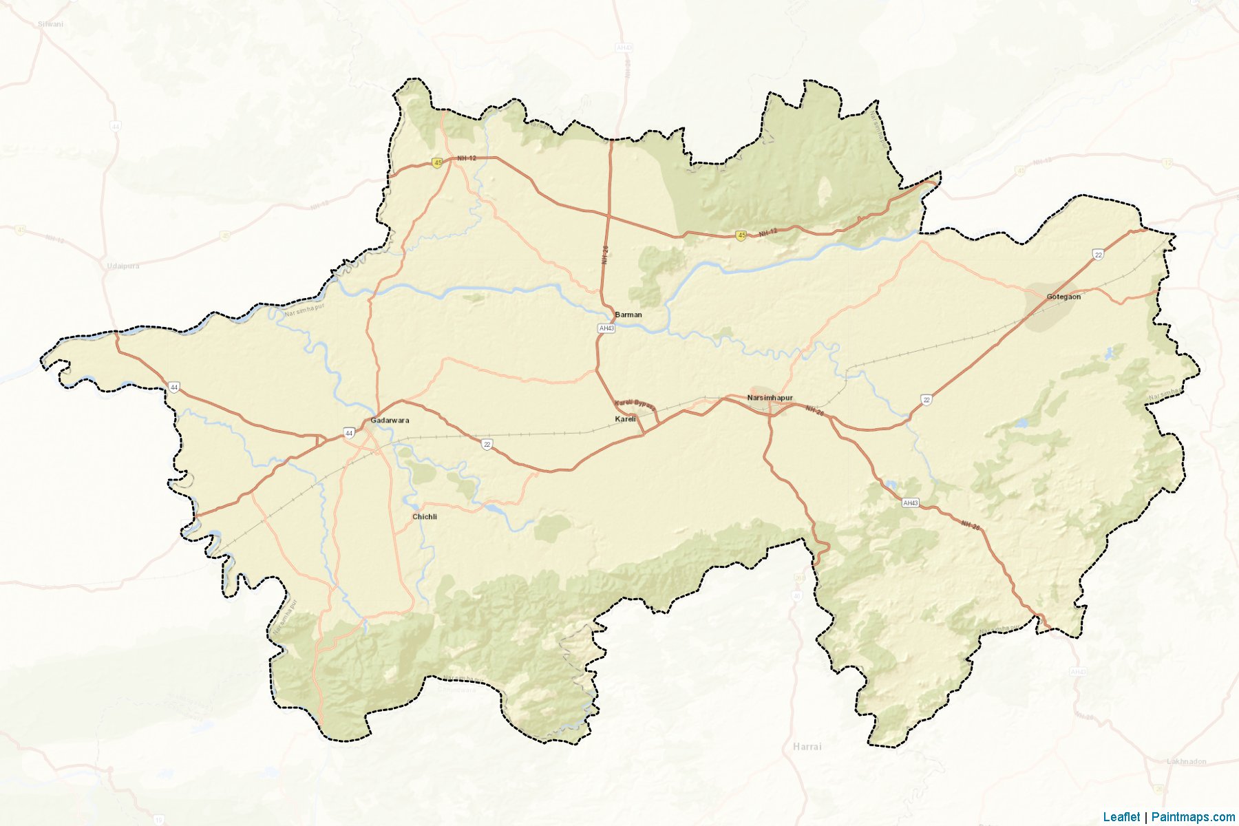 Muestras de recorte de mapas Narsimhapur (Madhya Pradesh)-2