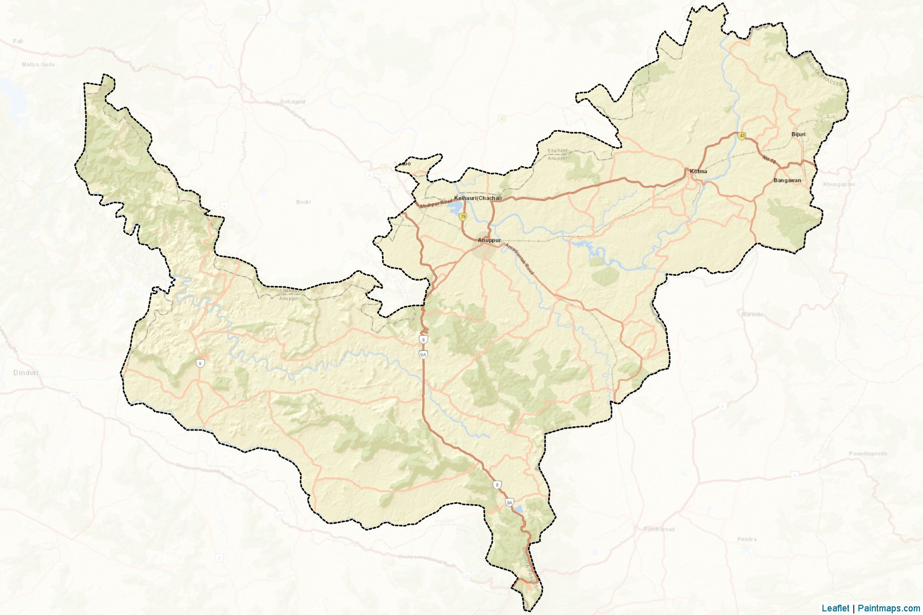 Muestras de recorte de mapas Anuppur (Madhya Pradesh)-2