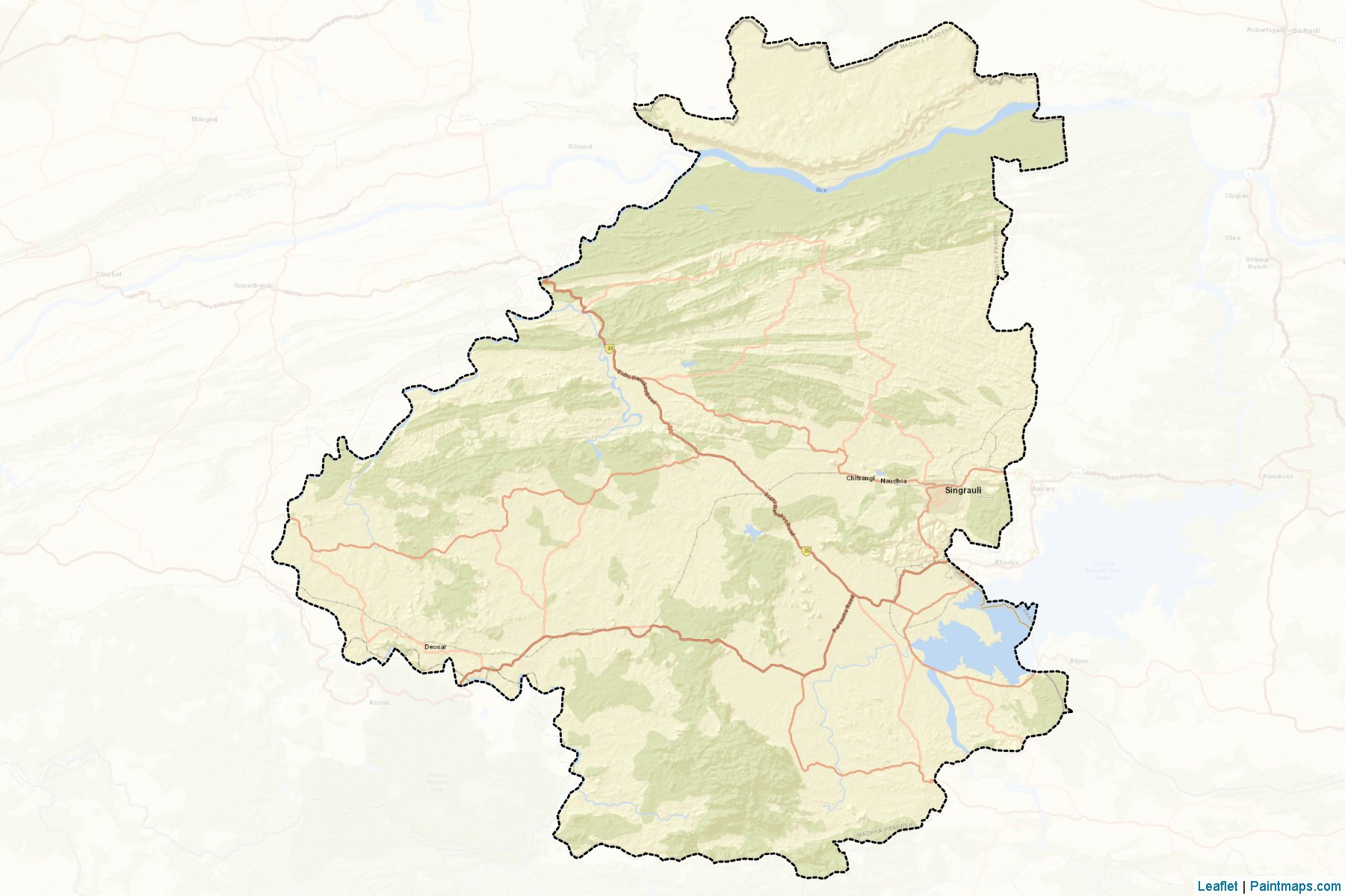 Muestras de recorte de mapas Singrauli (Madhya Pradesh)-2