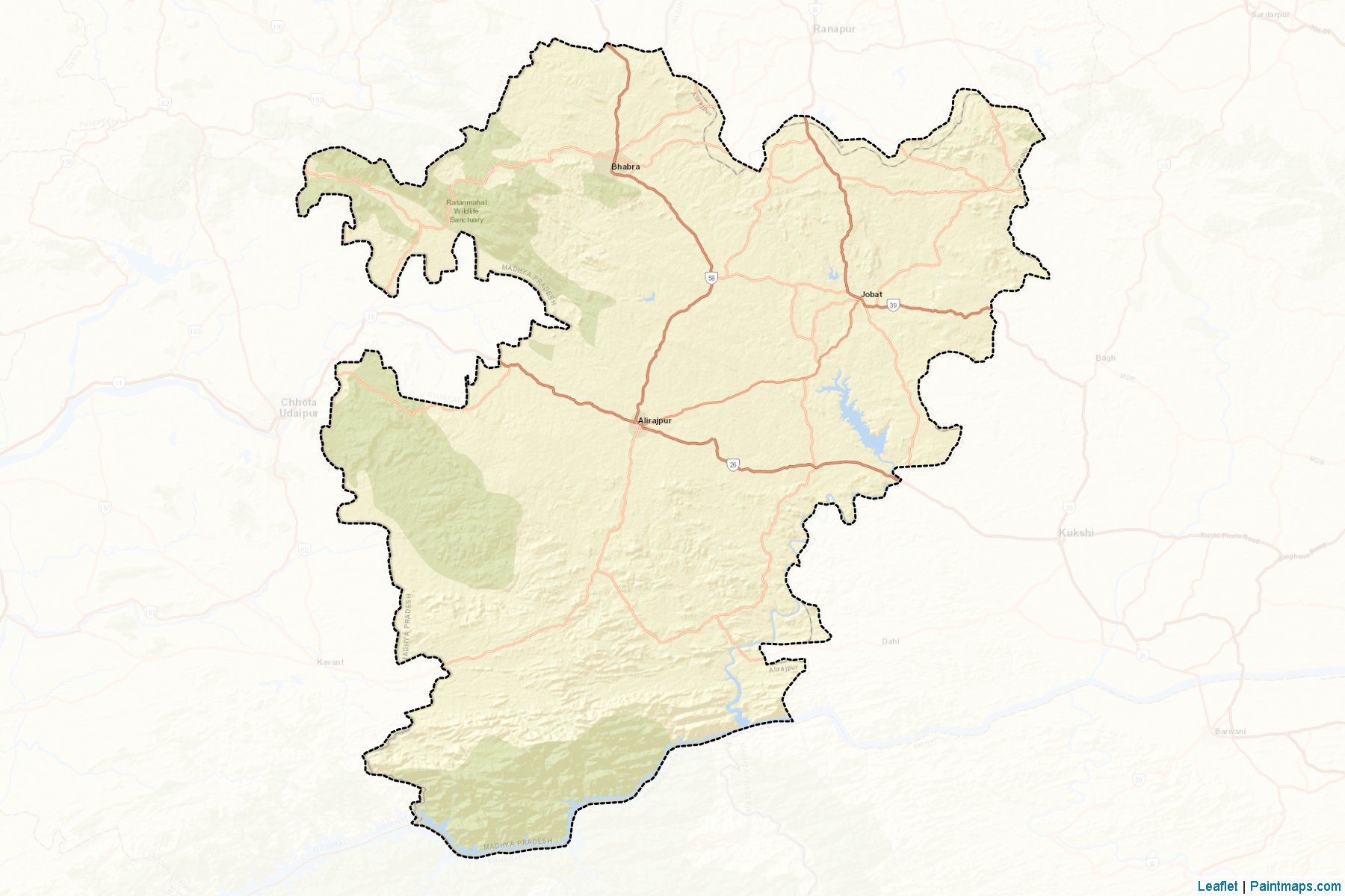 Muestras de recorte de mapas Alirajpur (Madhya Pradesh)-2