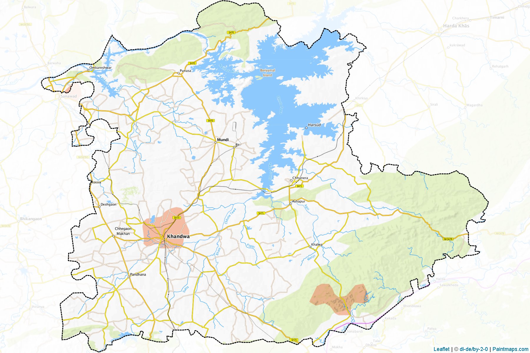 Muestras de recorte de mapas East Nimar (Madhya Pradesh)-1