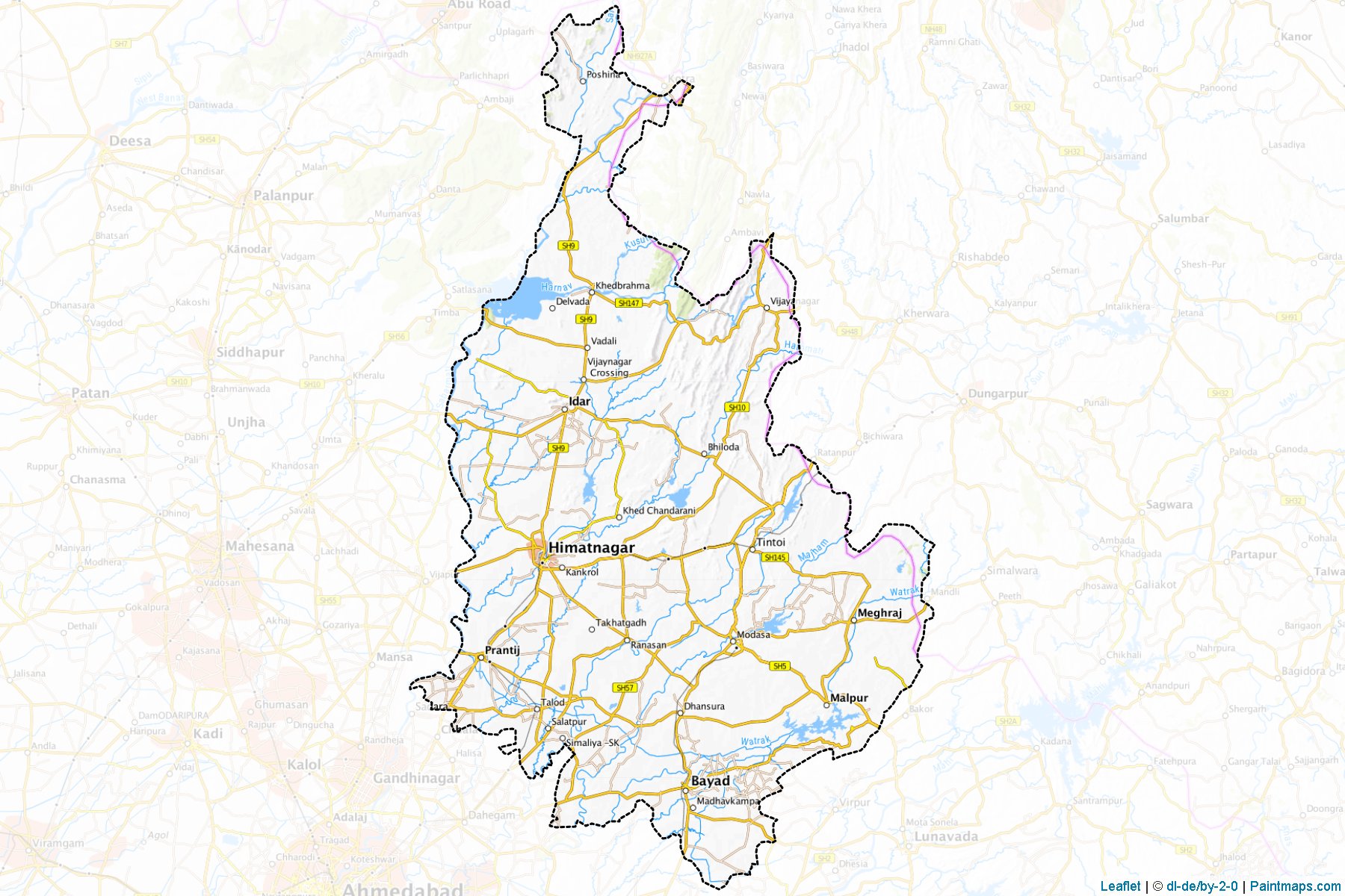 Muestras de recorte de mapas Sabar Kantha (Gujarat)-1