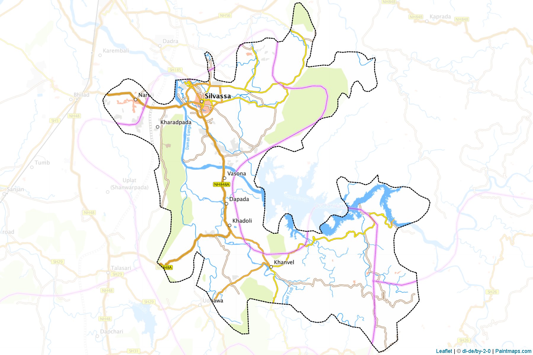 Muestras de recorte de mapas Dadra & Nagar Haveli (Dadra and Nagar Haveli)-1