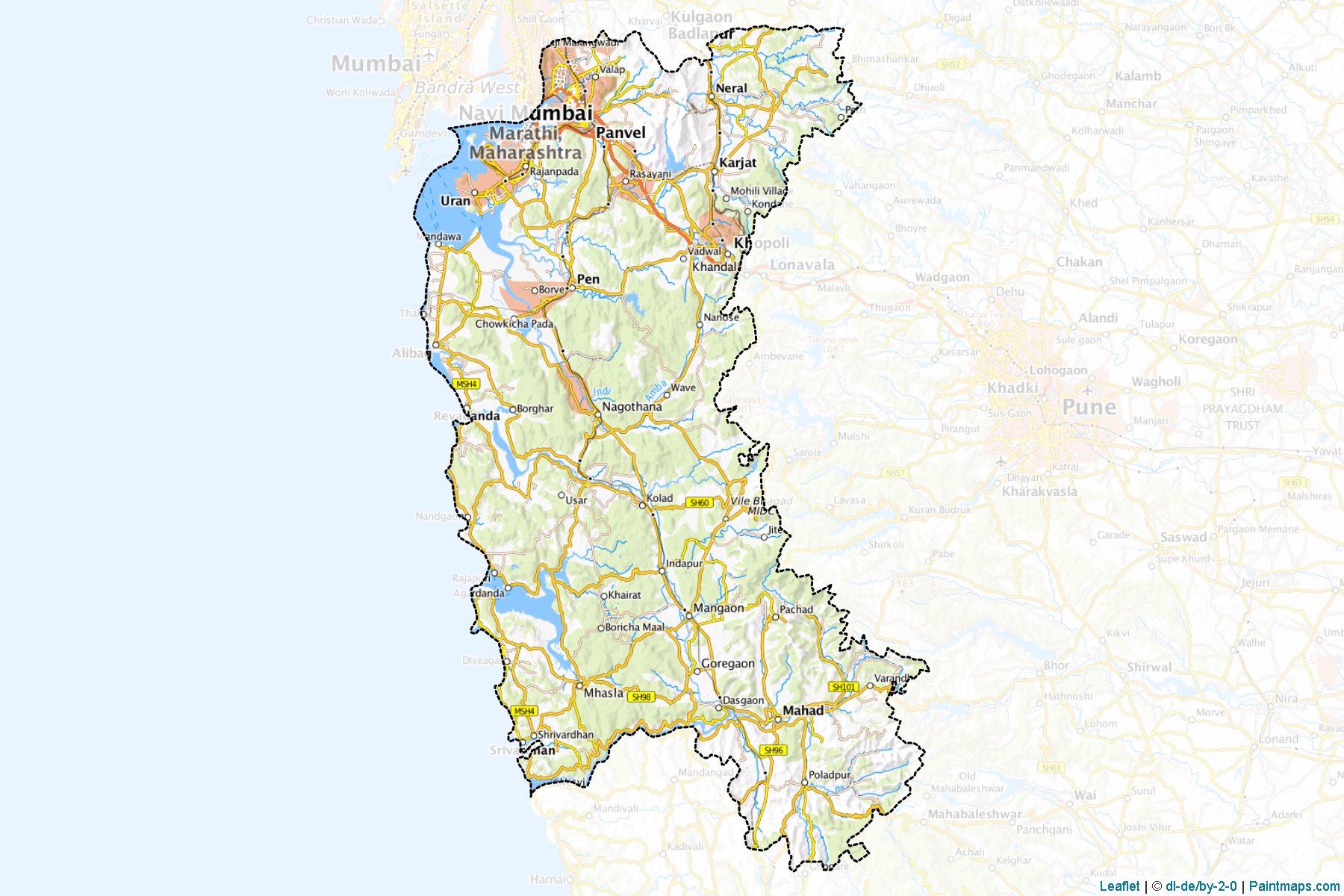 Muestras de recorte de mapas Raigarh (Maharashtra)-1